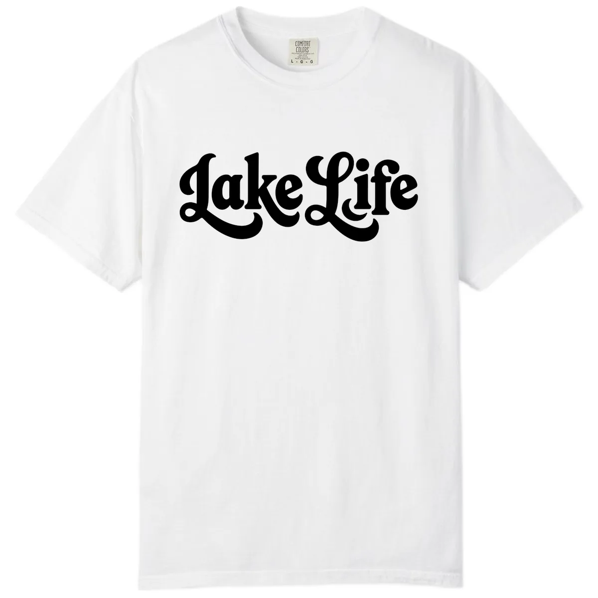 Retro Lake Life Script Design Comfort Color in White
