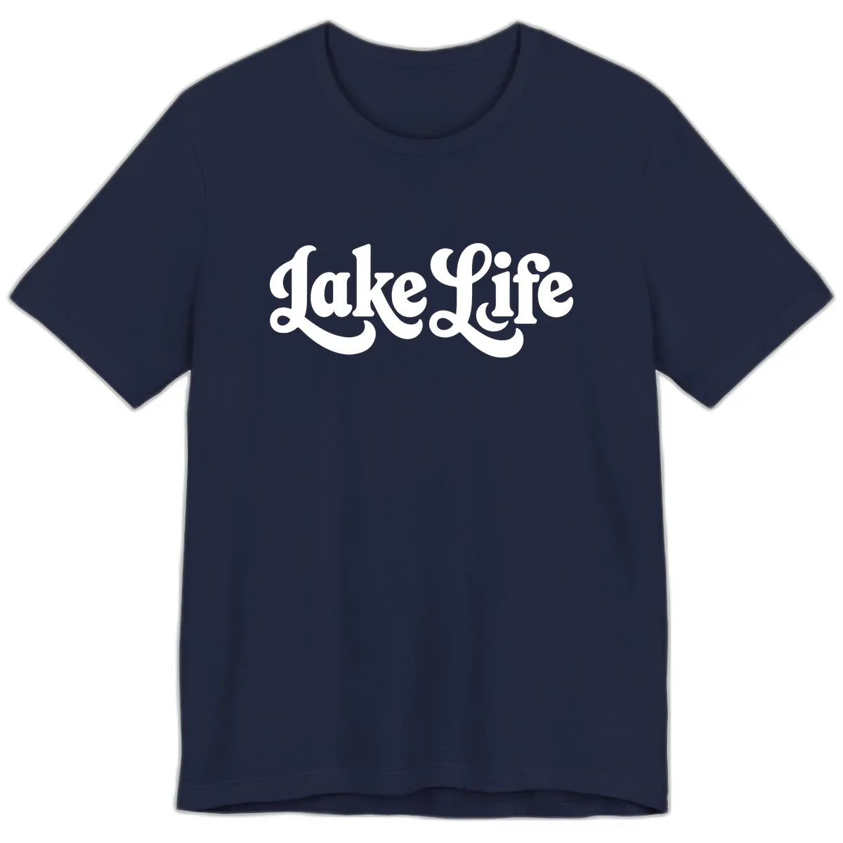 Retro Lake Life Script Design Premium T-Shirt in Navy