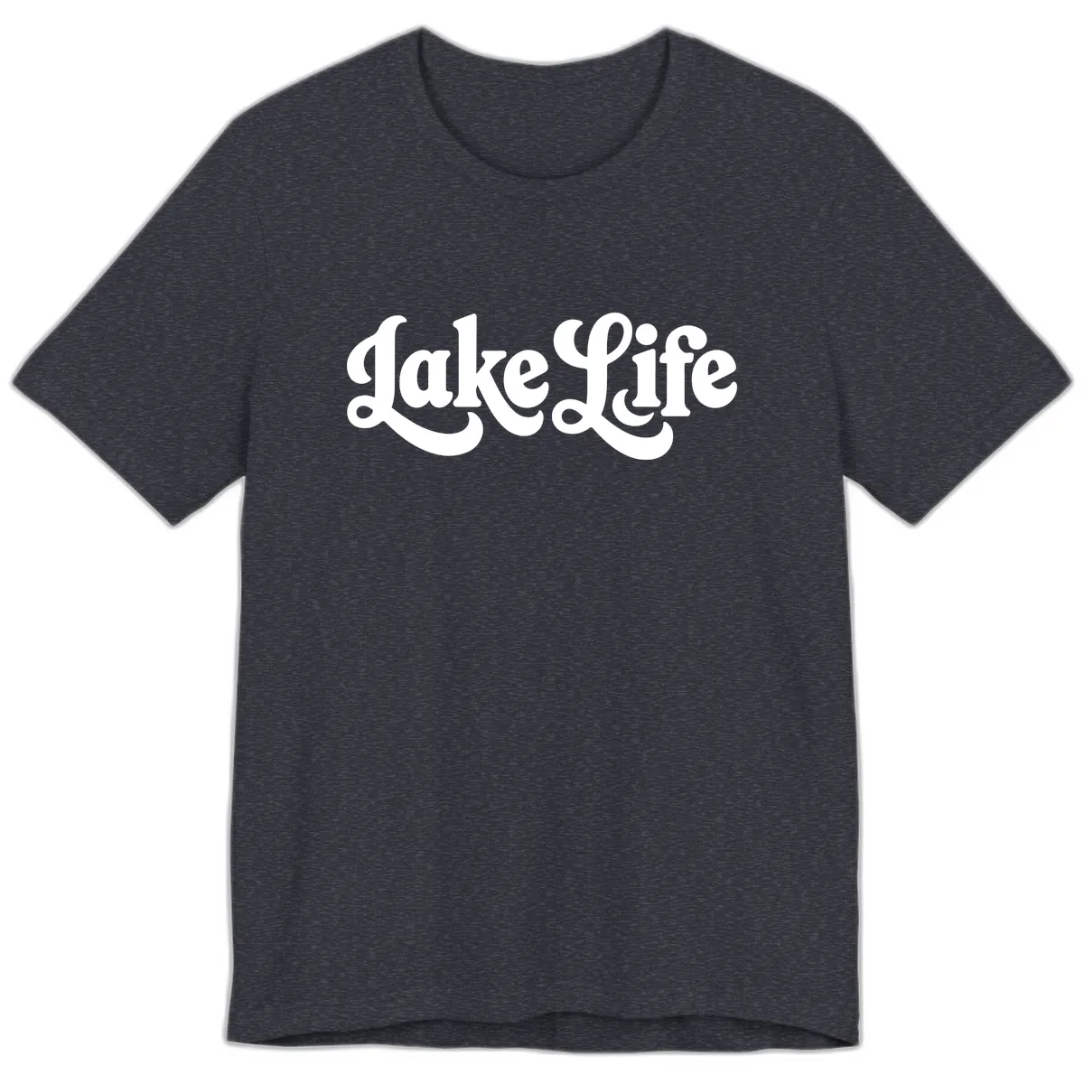 Retro Lake Life Script Design Premium T-Shirt in Heather Navy