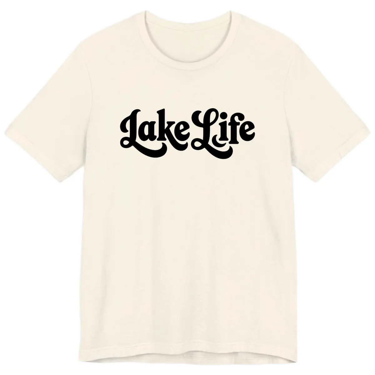 Retro Lake Life Script Design Premium T-Shirt in Natural