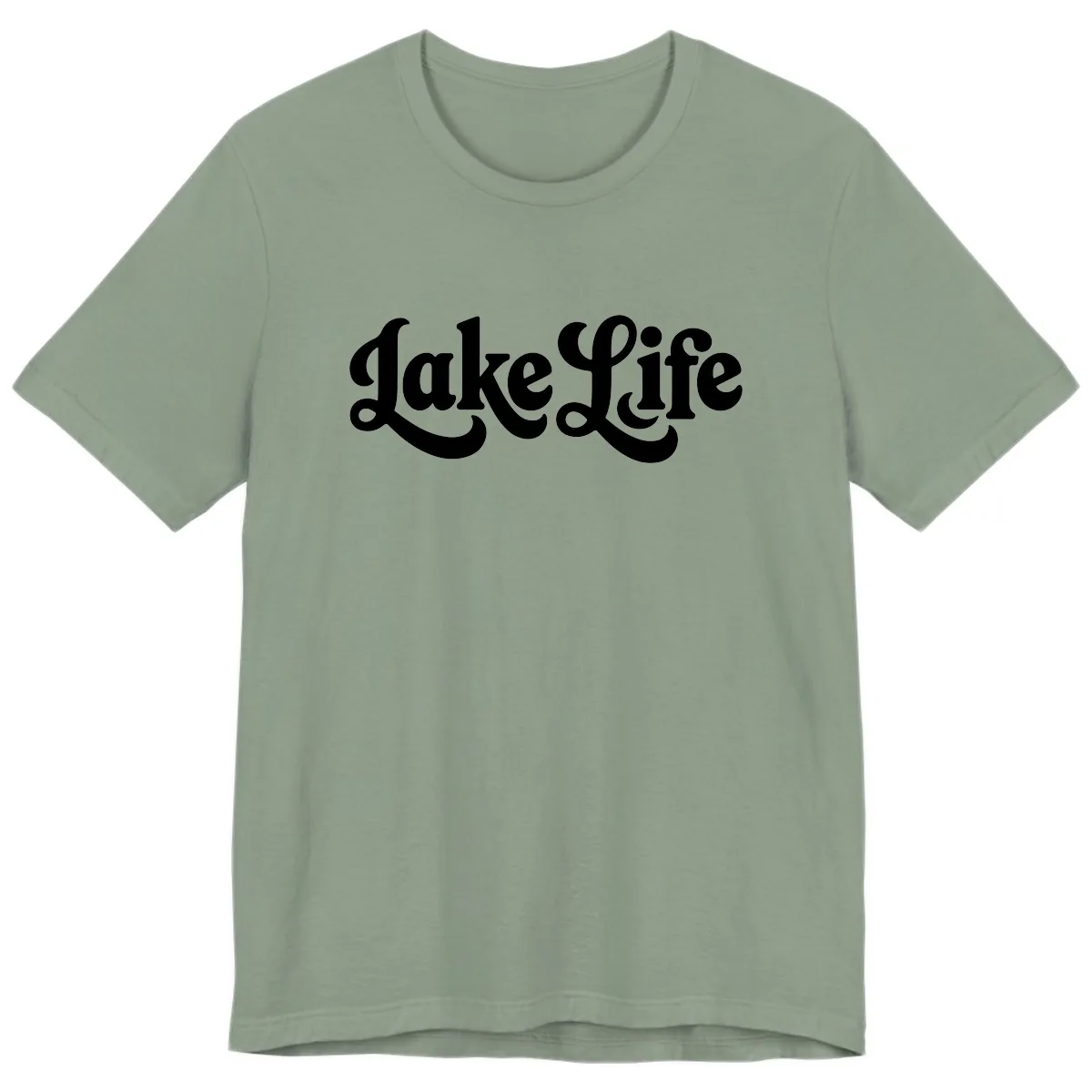 Retro Lake Life Script Design Premium T-Shirt in Sage