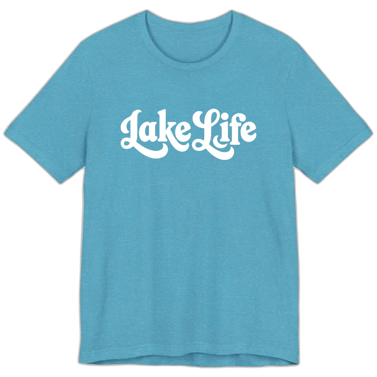Retro Lake Life Script Design Premium T-Shirt in Heather Aqua