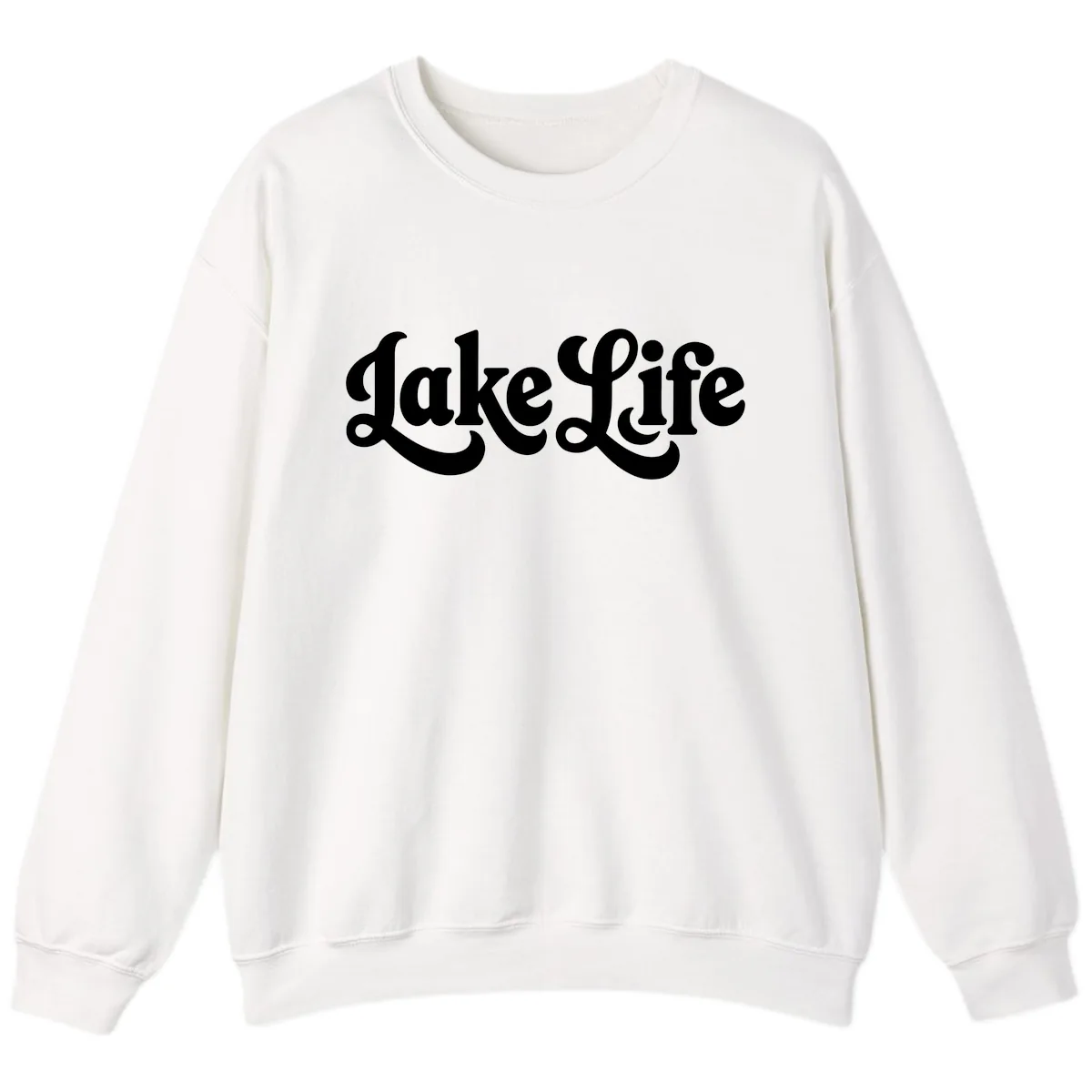 Retro Lake Life Script Design Sweatshirt in White