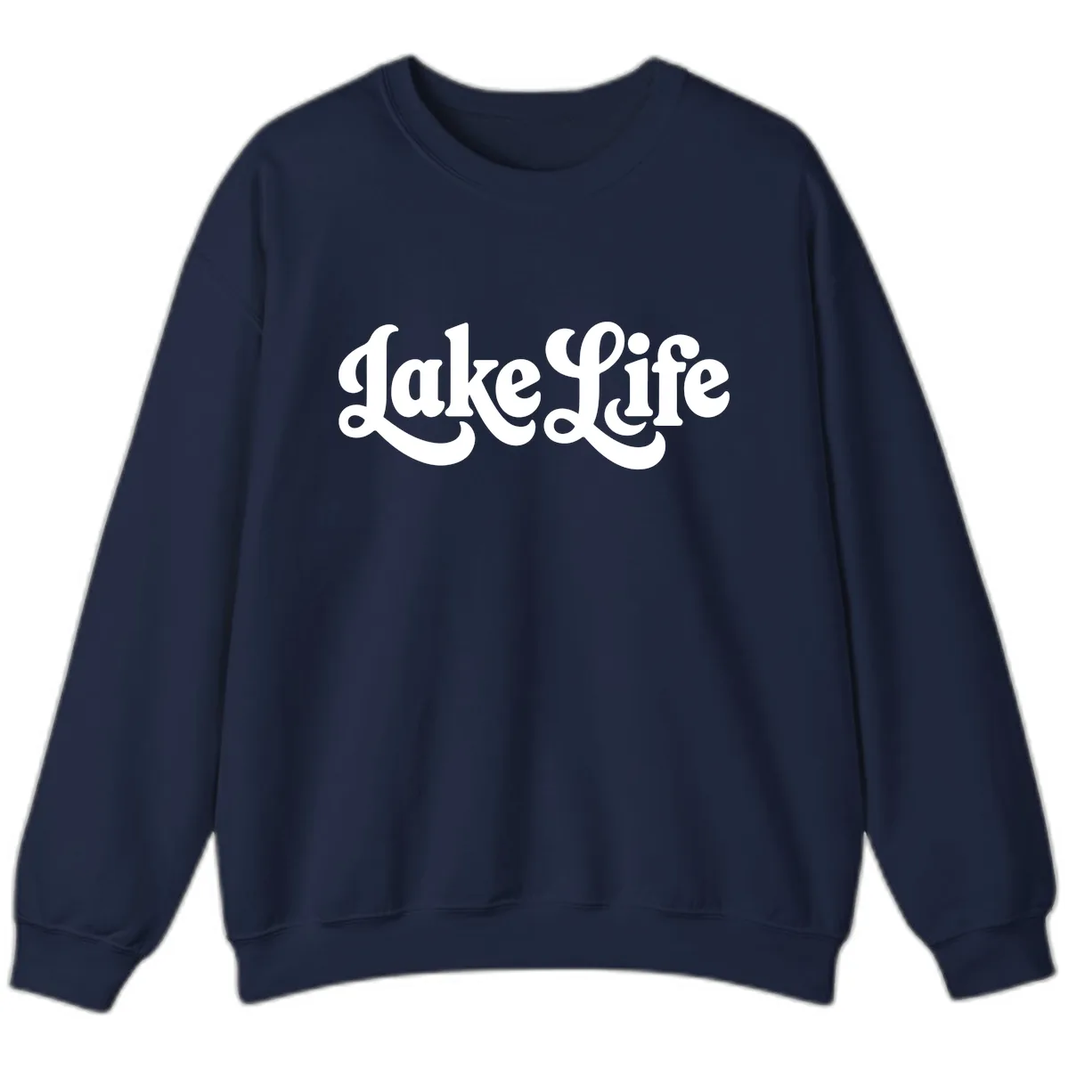 Retro Lake Life Script Design Sweatshirt in Navy