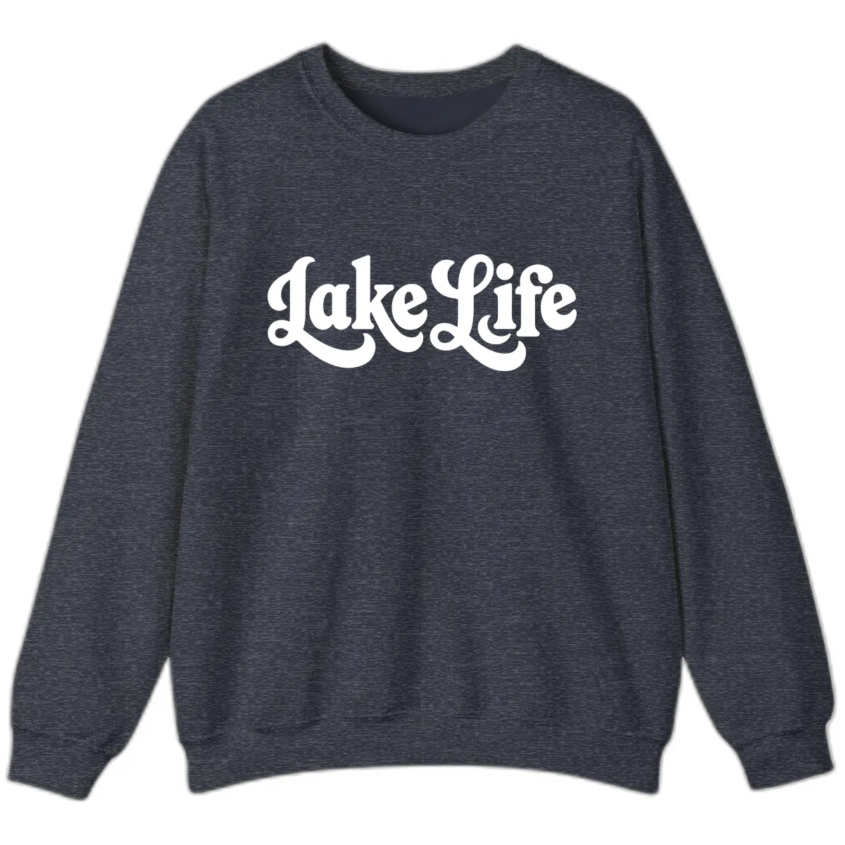 Retro Lake Life Script Design Sweatshirt in Heather Sport Dark Navy