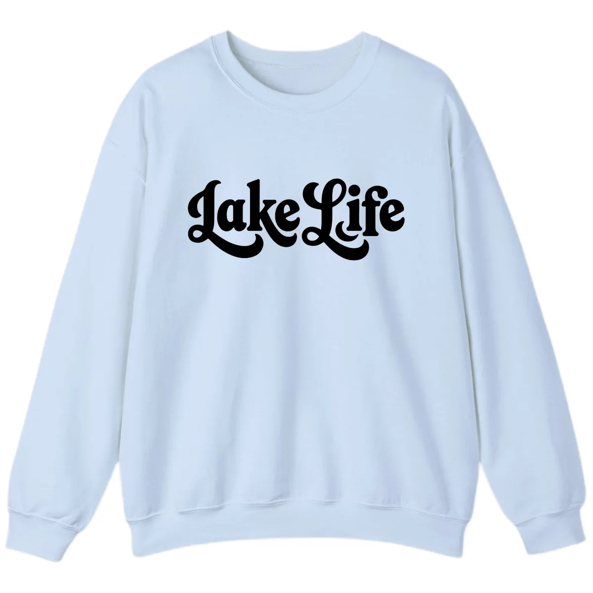 Retro Lake Life Script Design Sweatshirt in Light Blue