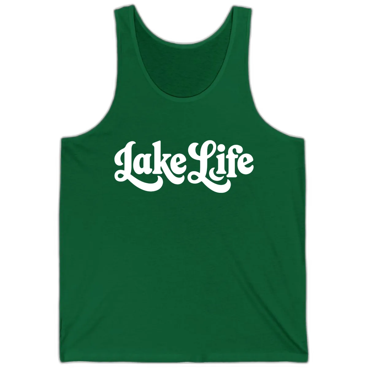 Retro Lake Life Script Design Tank in Kelly