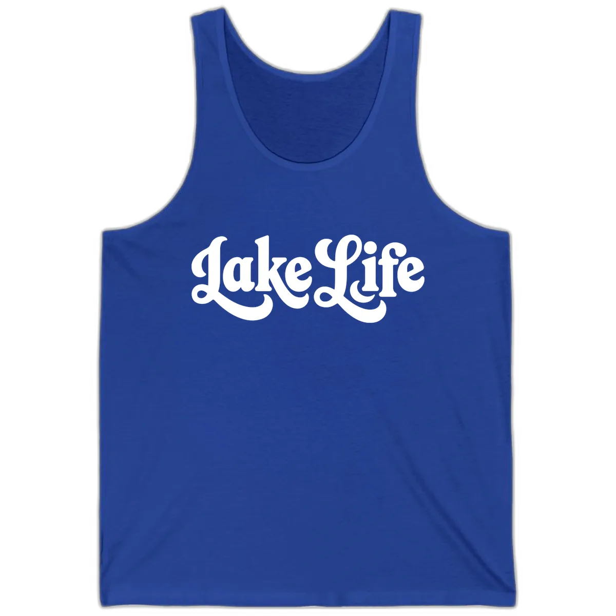 Retro Lake Life Script Design Tank in True Royal