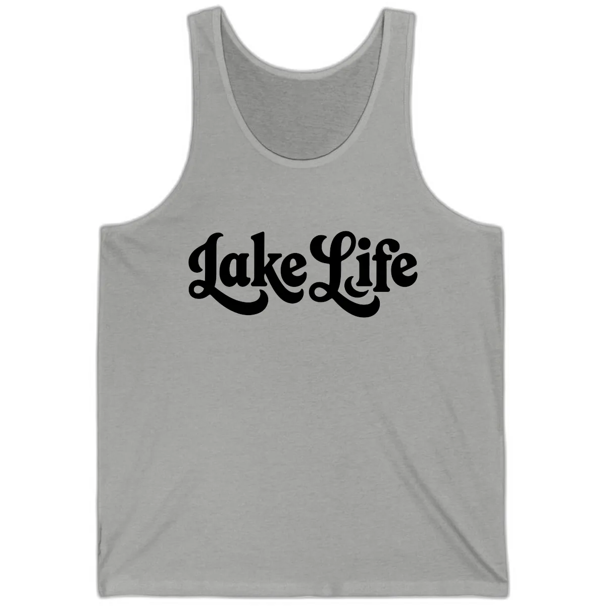 Retro Lake Life Script Design Tank in Athletic Heather