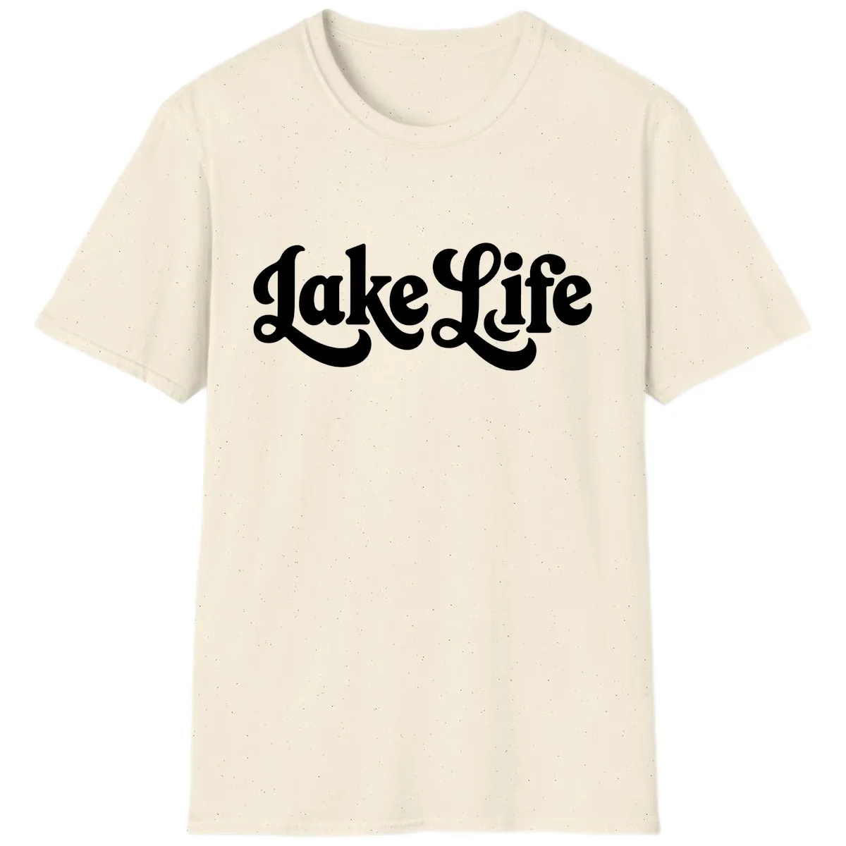 Retro Lake Life Script Design T-Shirt in Natural