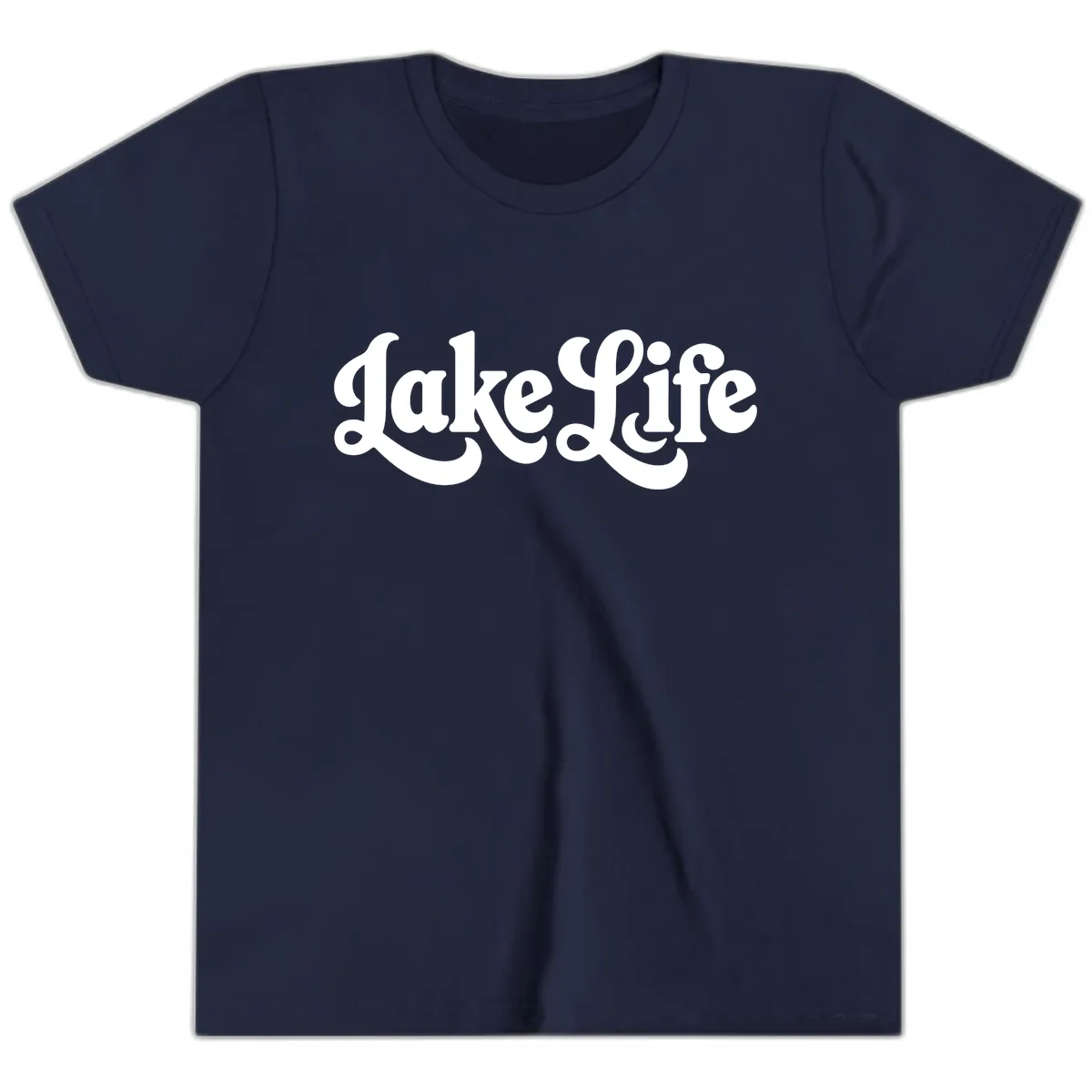 Retro Lake Life Script Design Youth T-Shirt in Navy