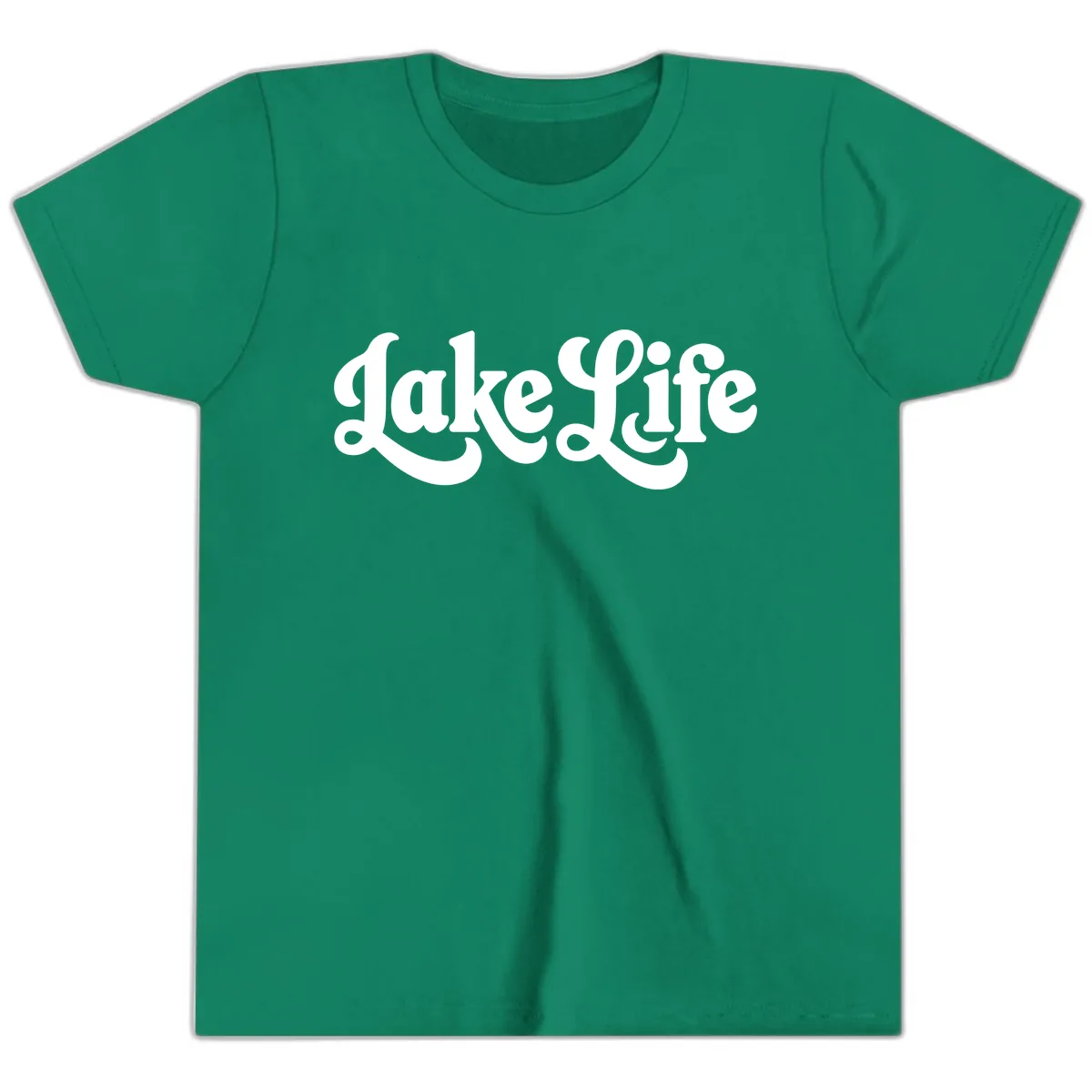 Retro Lake Life Script Design Youth T-Shirt in Kelly