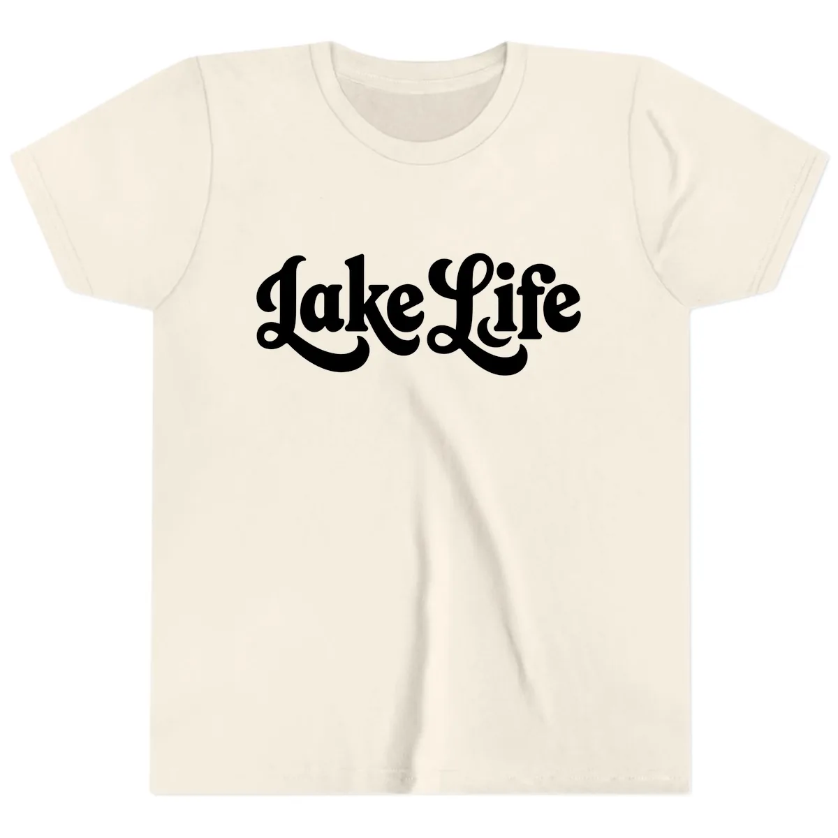 Retro Lake Life Script Design Youth T-Shirt in Natural