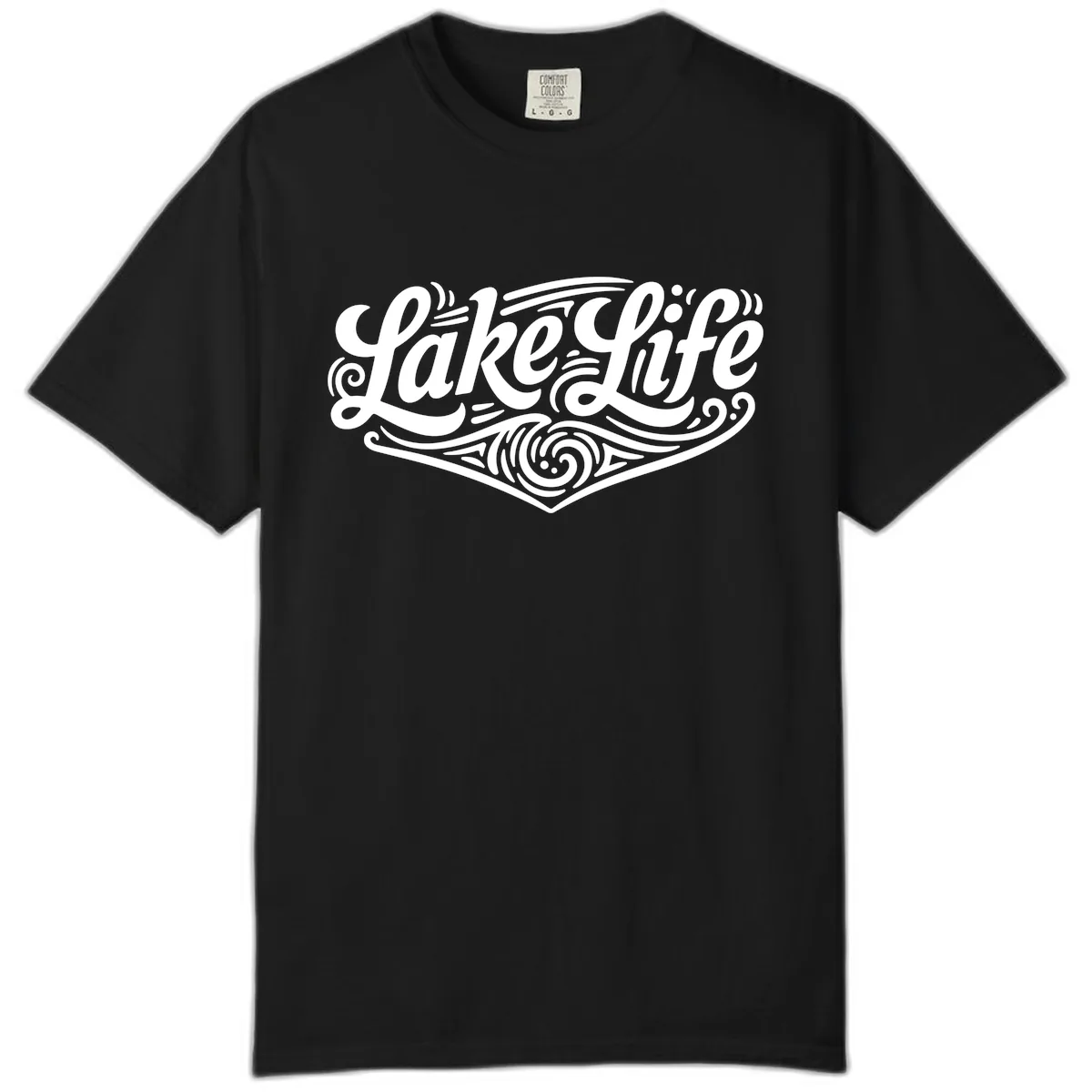 Lake Life Typography Design Comfort Color in Black