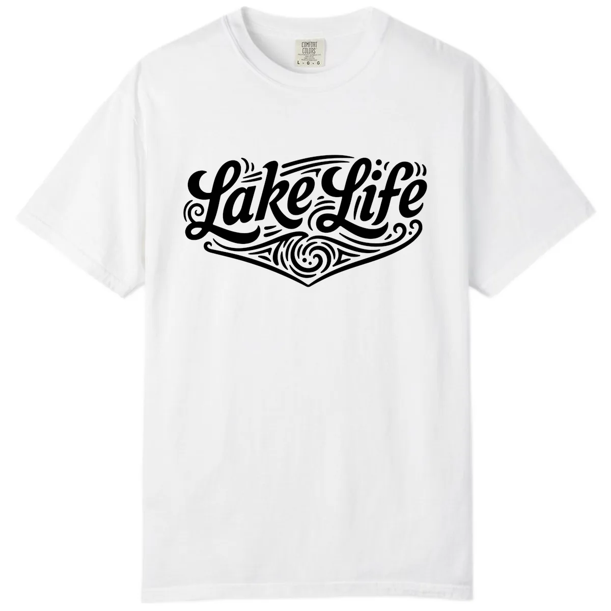 Lake Life Typography Design Comfort Color in White