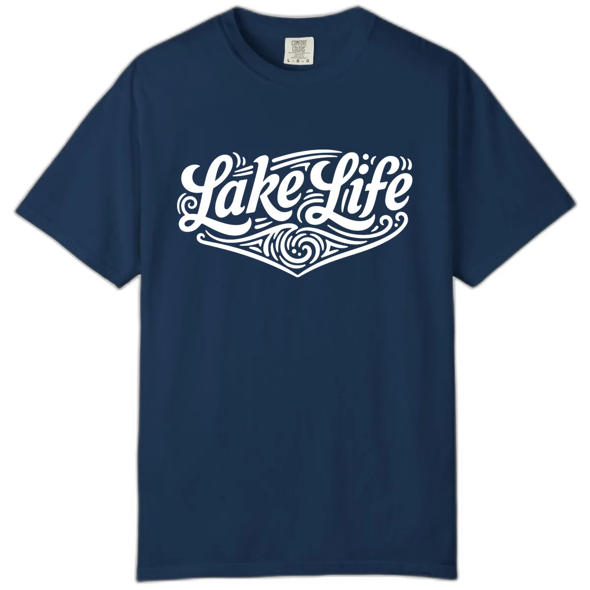 Lake Life Typography Design Comfort Color in Navy