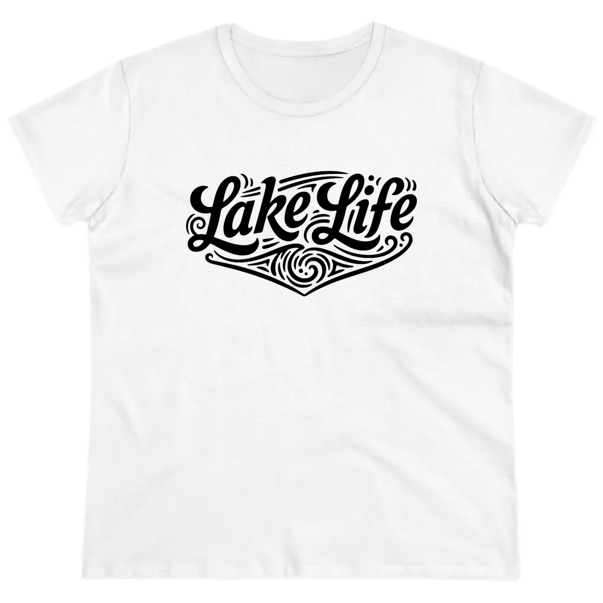 Lake Life Typography Design Ladies Tee in White