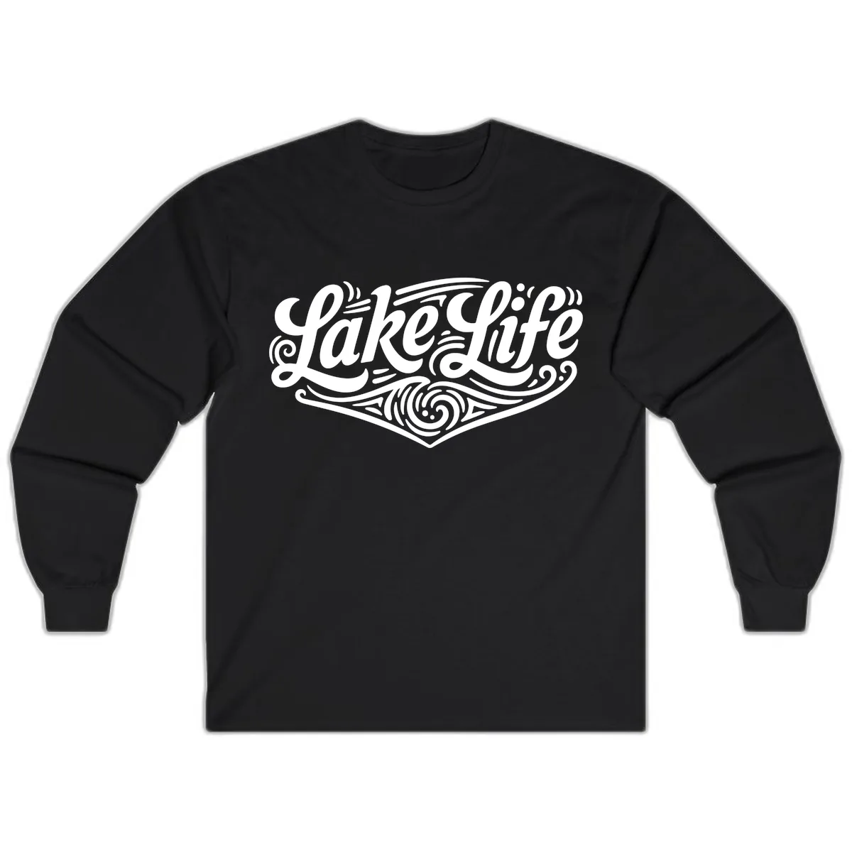 Lake Life Typography Design Long Sleeve in Black