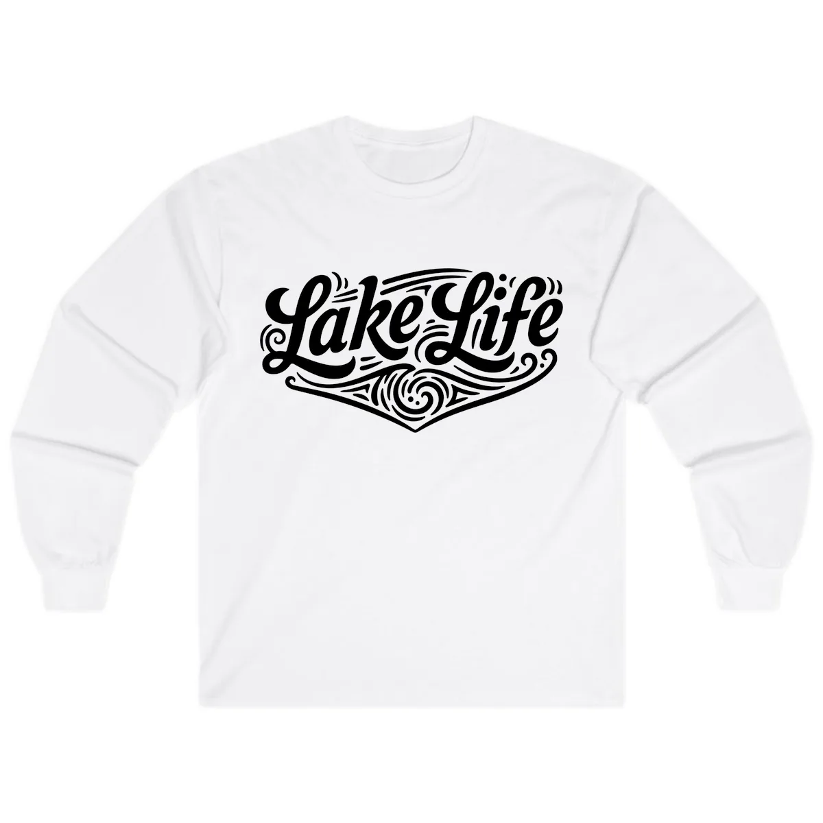 Lake Life Typography Design Long Sleeve in White