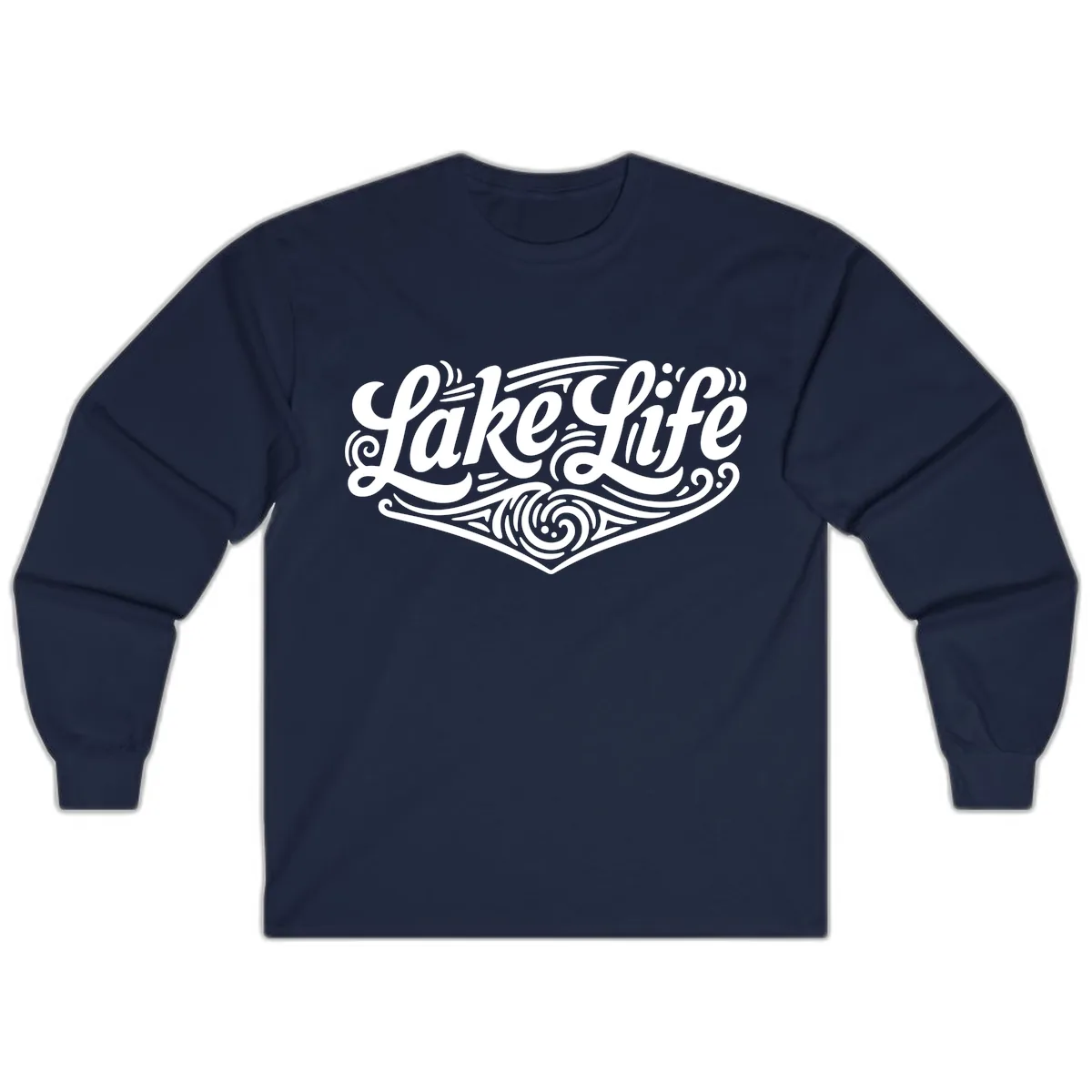 Lake Life Typography Design Long Sleeve in Navy