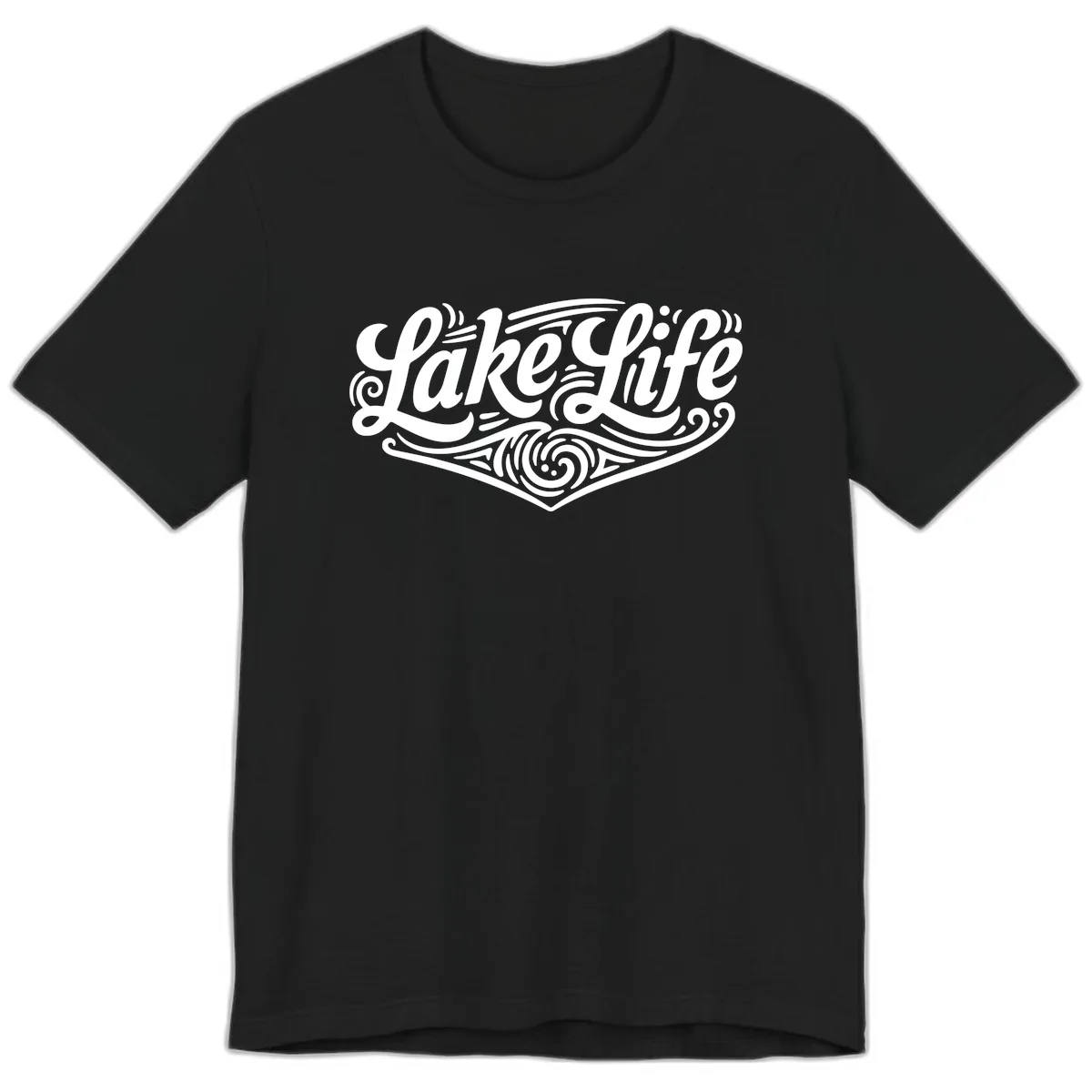 Lake Life Typography Design Premium T-Shirt in Black