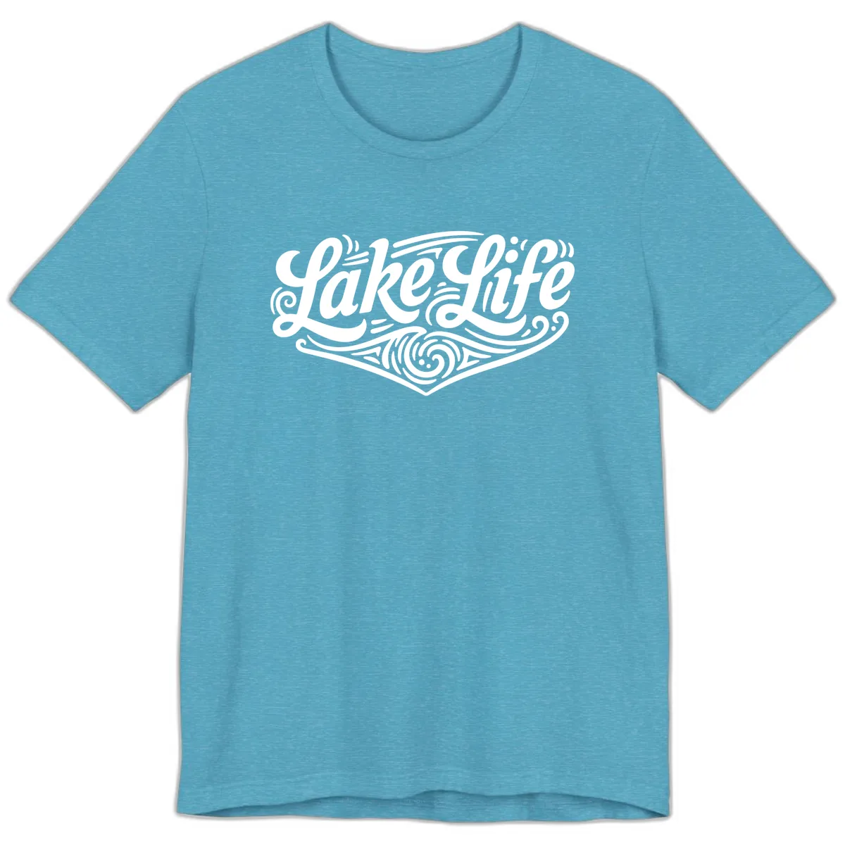 Lake Life Typography Design Premium T-Shirt in Heather Aqua