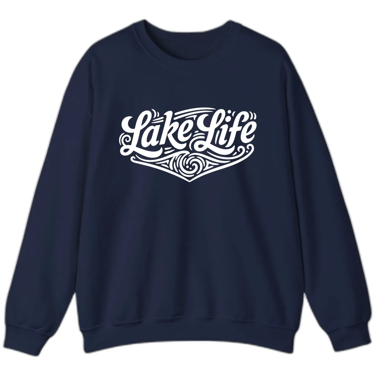 Lake Life Typography Design Sweatshirt in Navy