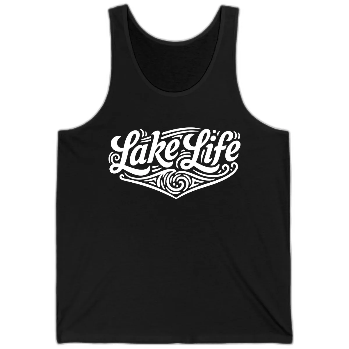 Lake Life Typography Design Tank in Black