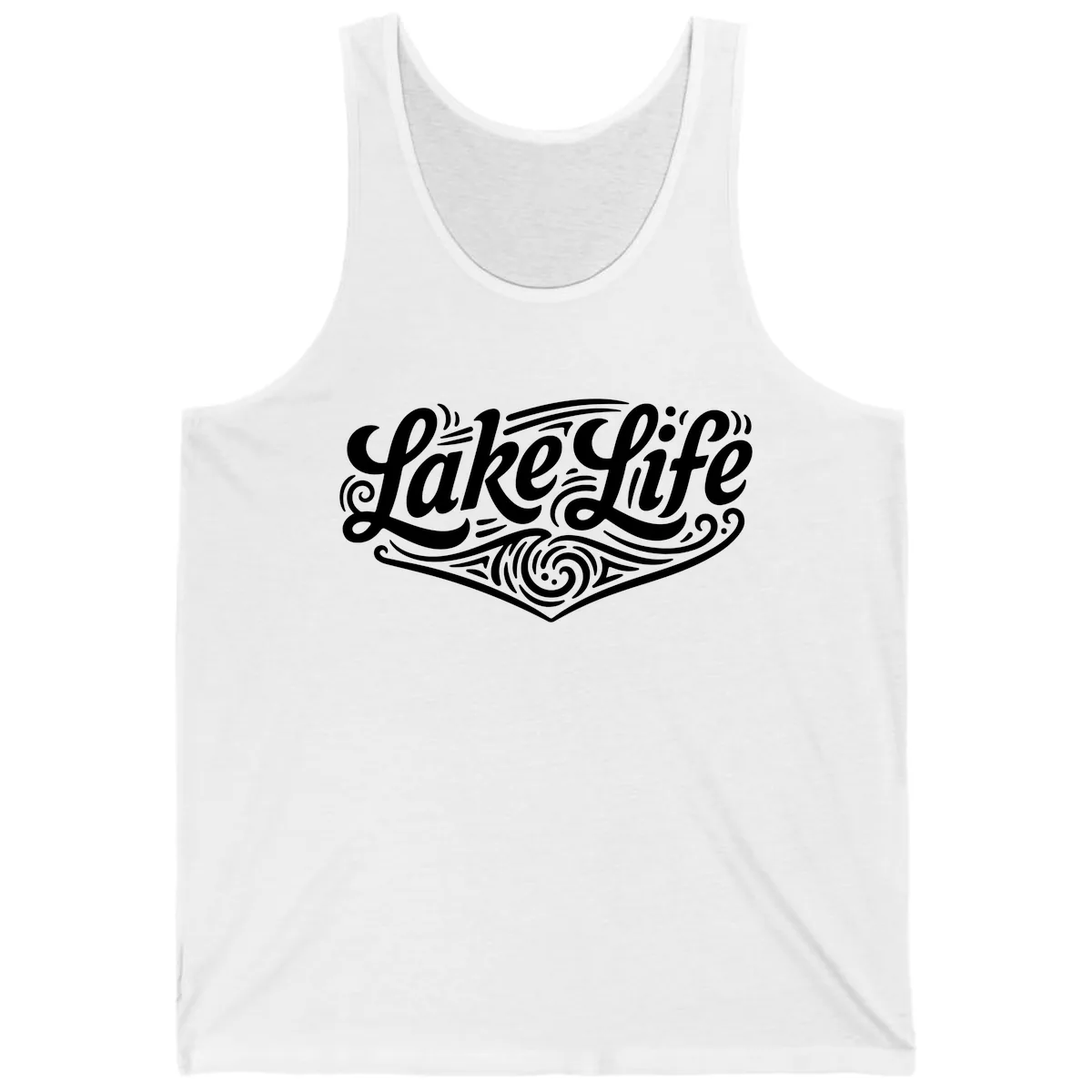 Lake Life Typography Design Tank in White