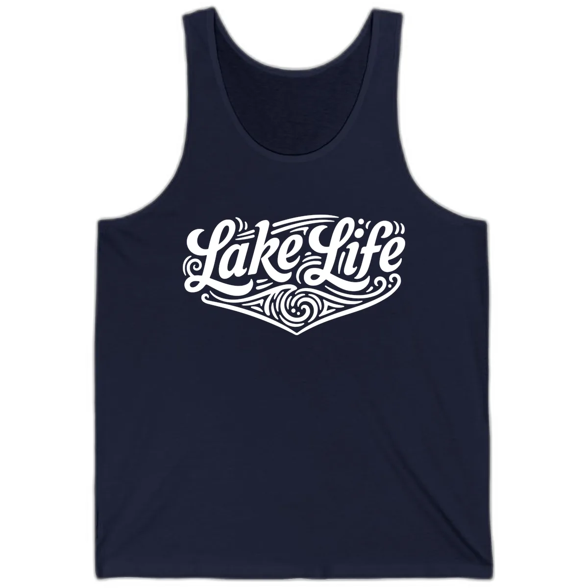 Lake Life Typography Design Tank in Navy