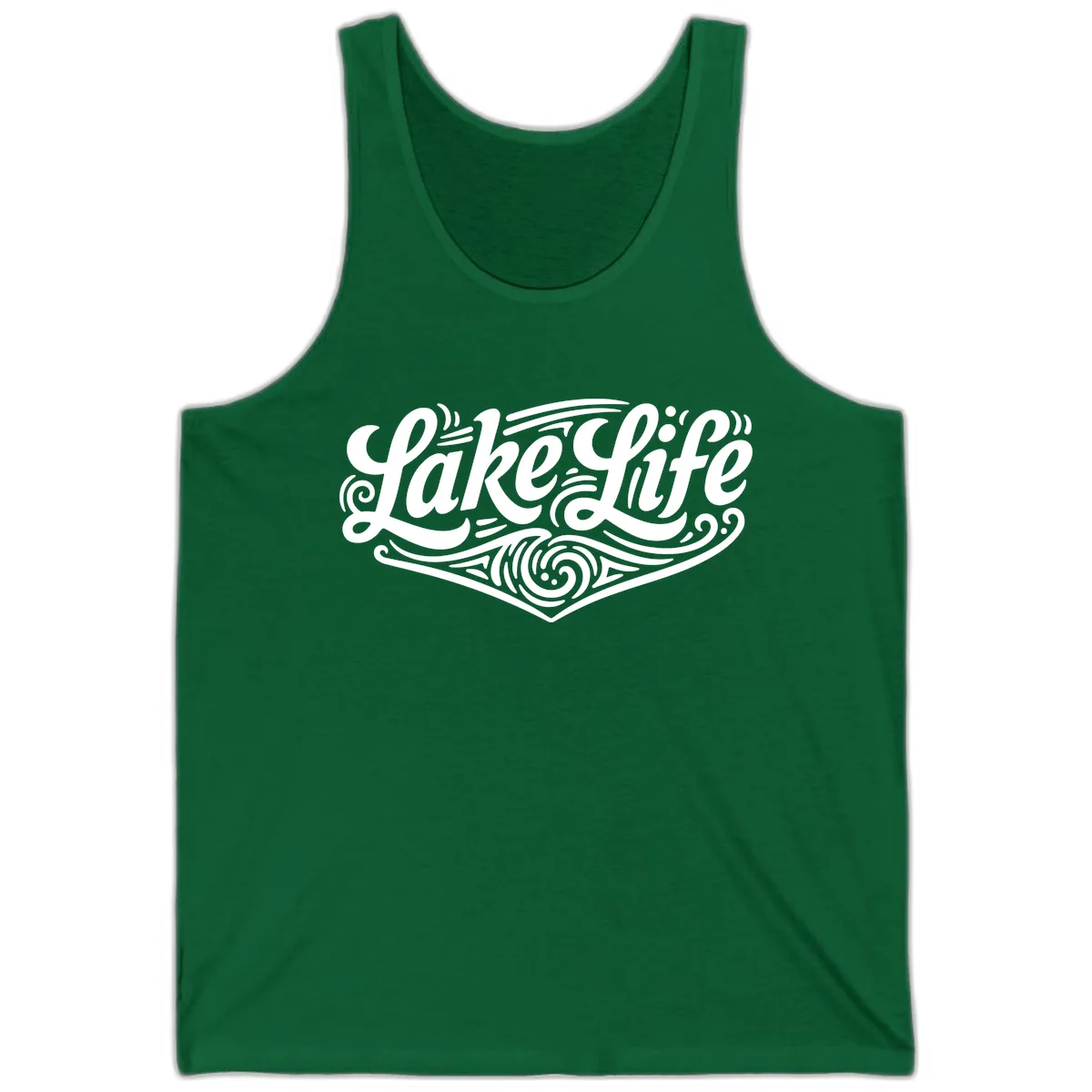 Lake Life Typography Design Tank in Kelly