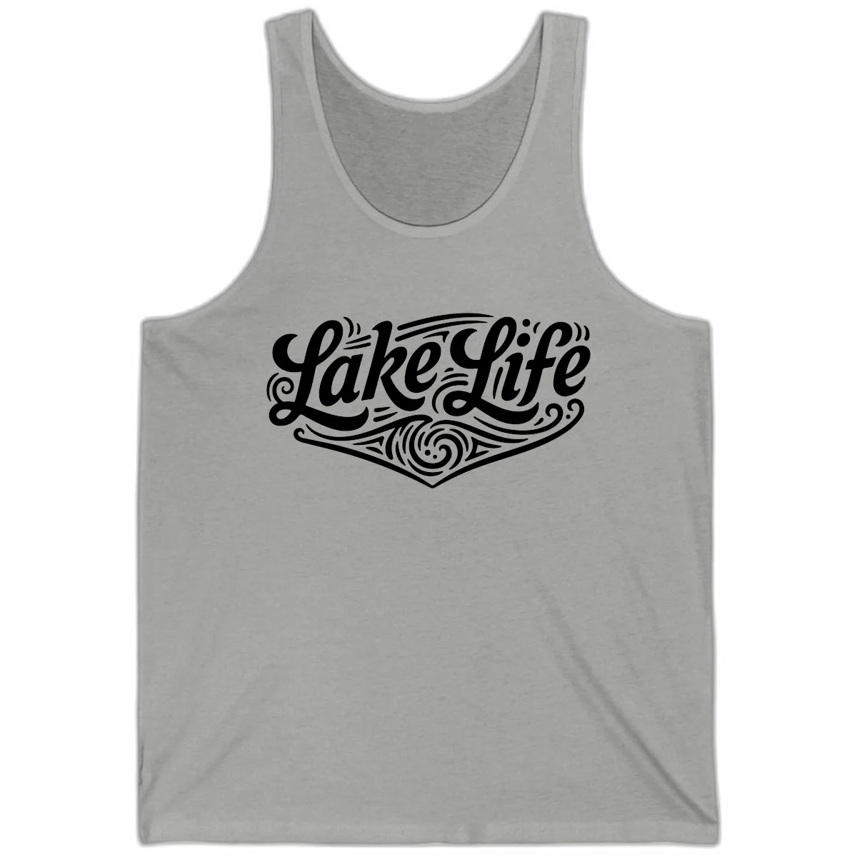 Lake Life Typography Design Tank in Athletic Heather
