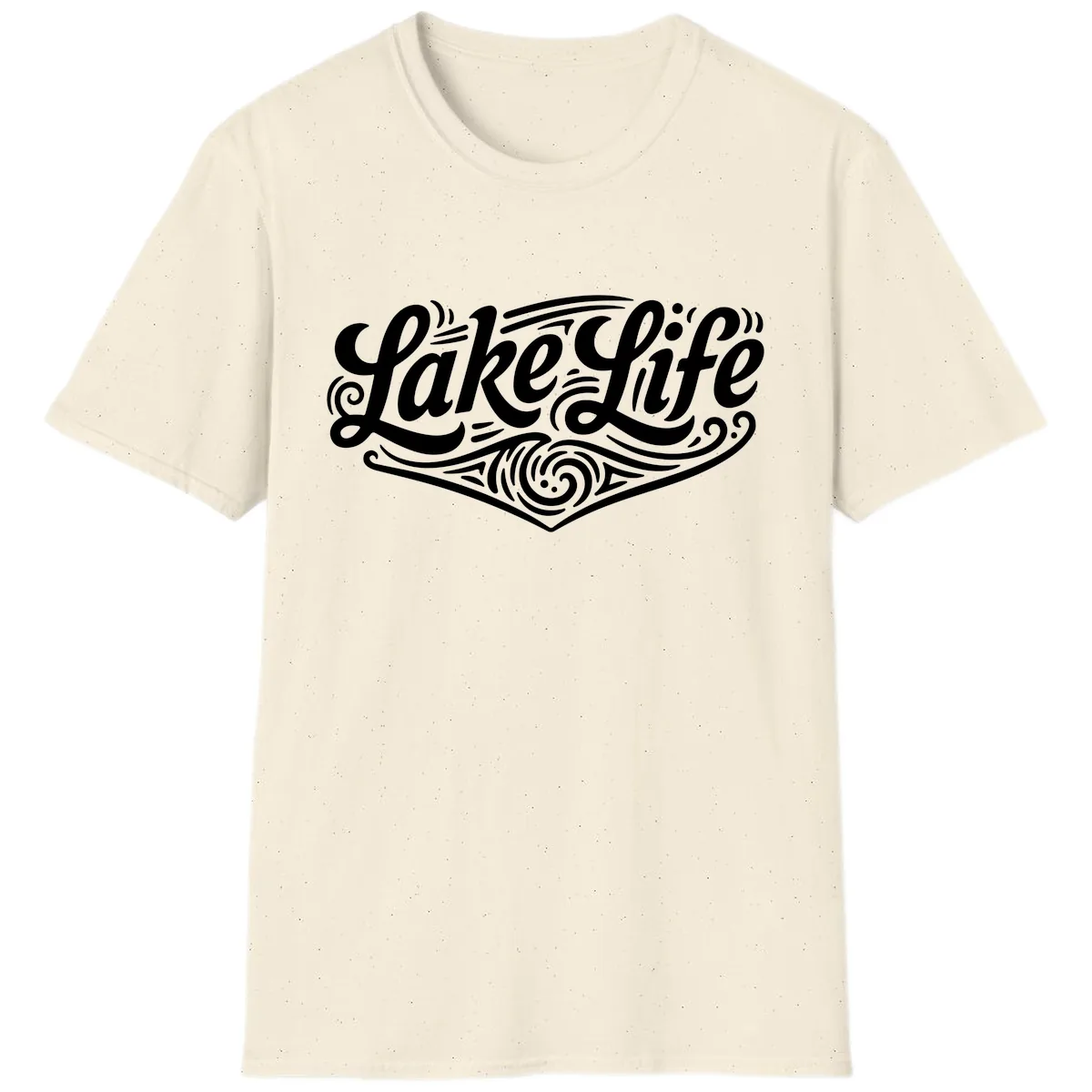 Lake Life Typography Design T-Shirt in Natural