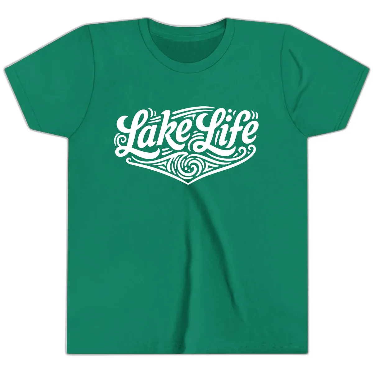Lake Life Typography Design Youth T-Shirt in Kelly