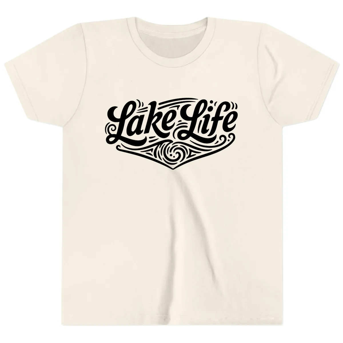 Lake Life Typography Design Youth T-Shirt in Natural