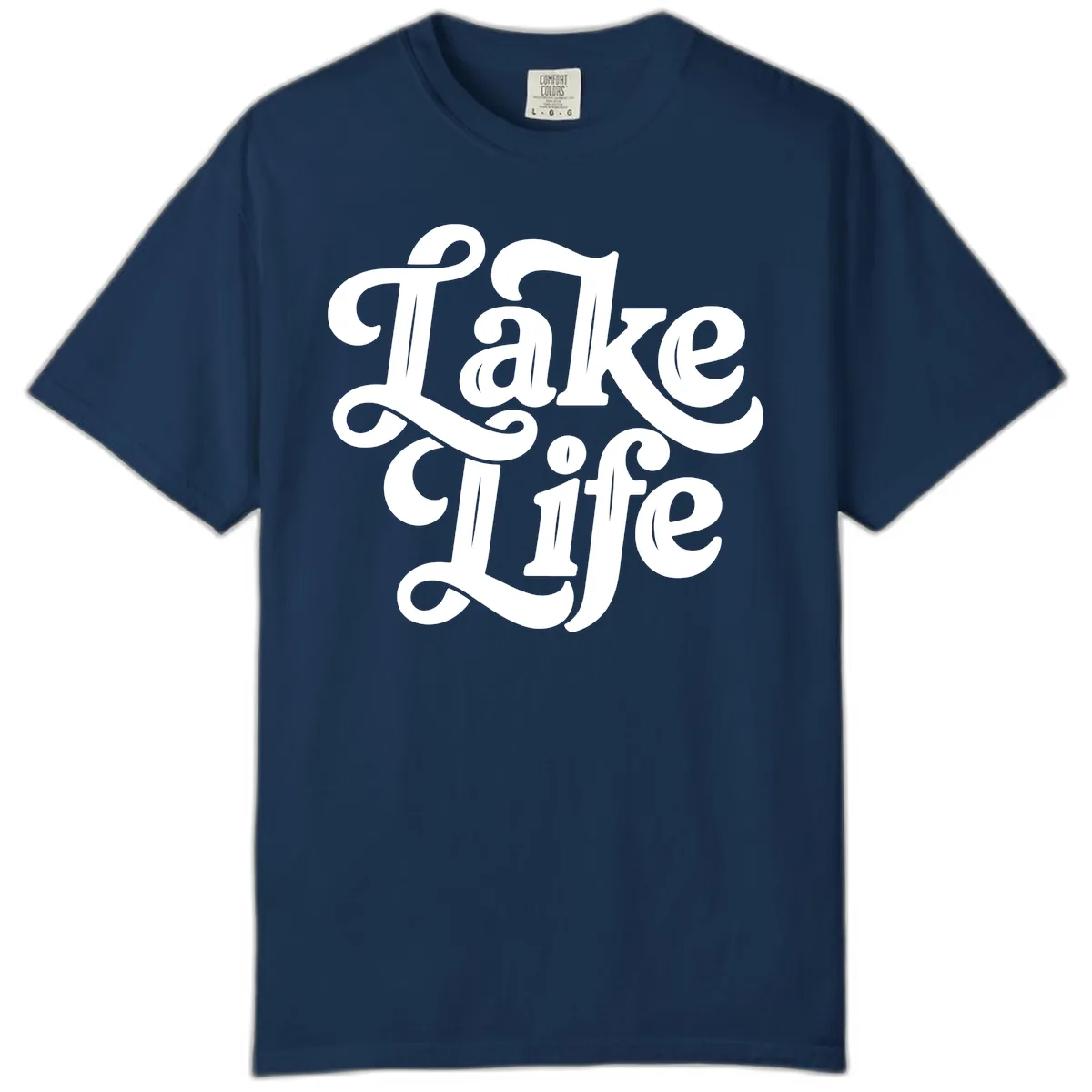 Lake Life Retro Script Comfort Color in Navy
