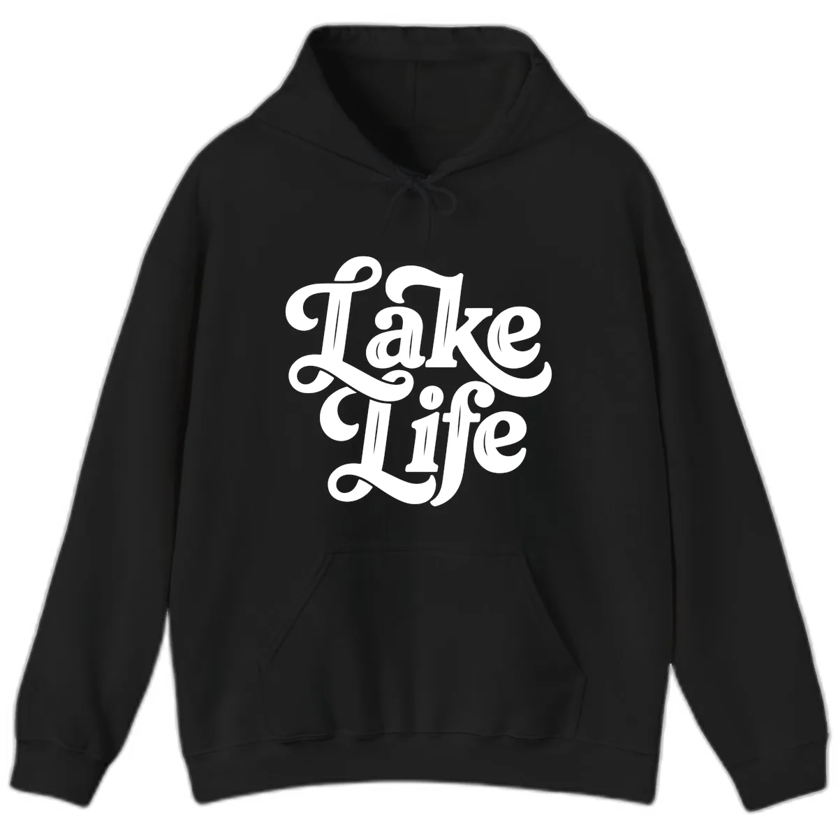 Lake Life Retro Script Hoodie in Black