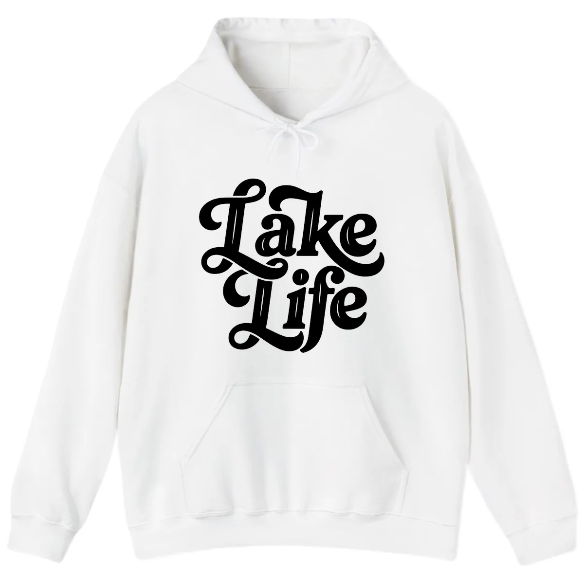 Lake Life Retro Script Hoodie in White