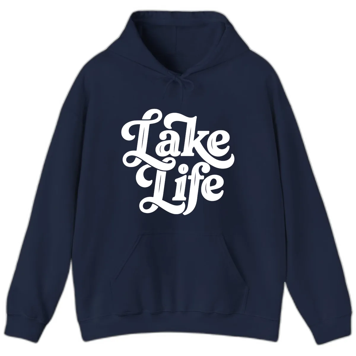 Lake Life Retro Script Hoodie in Navy