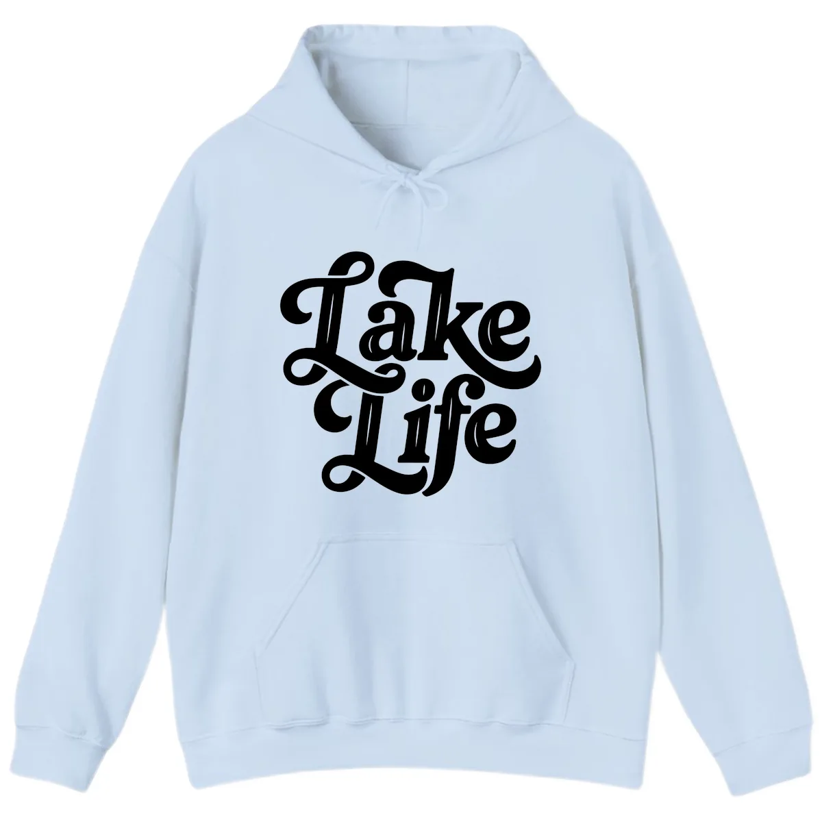 Lake Life Retro Script Hoodie in Light Blue