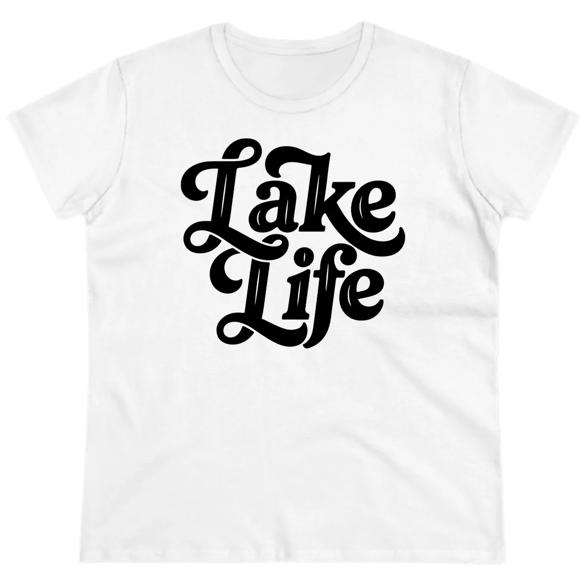 Lake Life Retro Script Ladies Tee in White