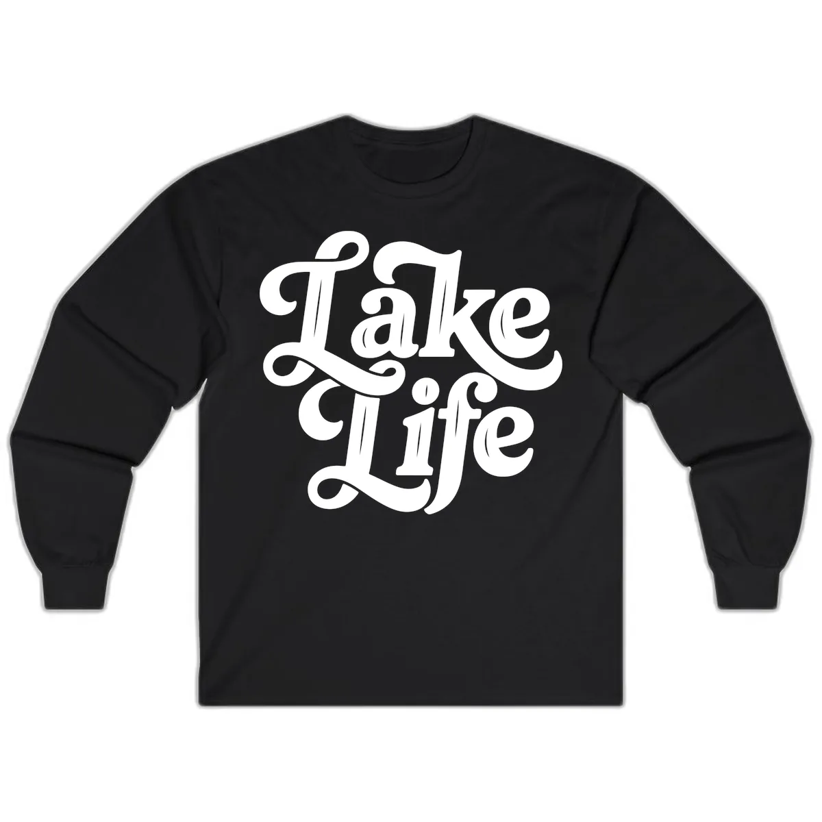 Lake Life Retro Script Long Sleeve in Black