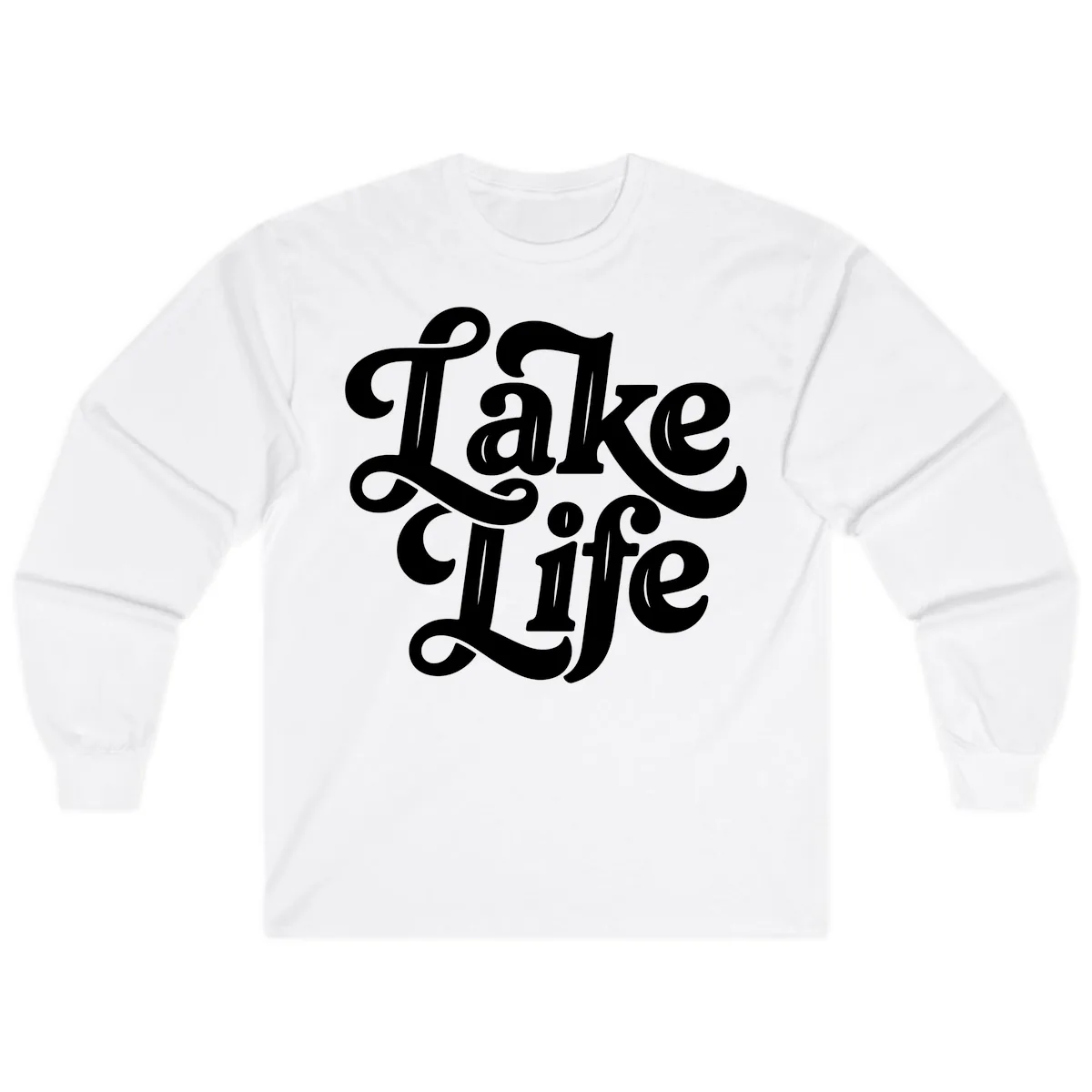 Lake Life Retro Script Long Sleeve in White
