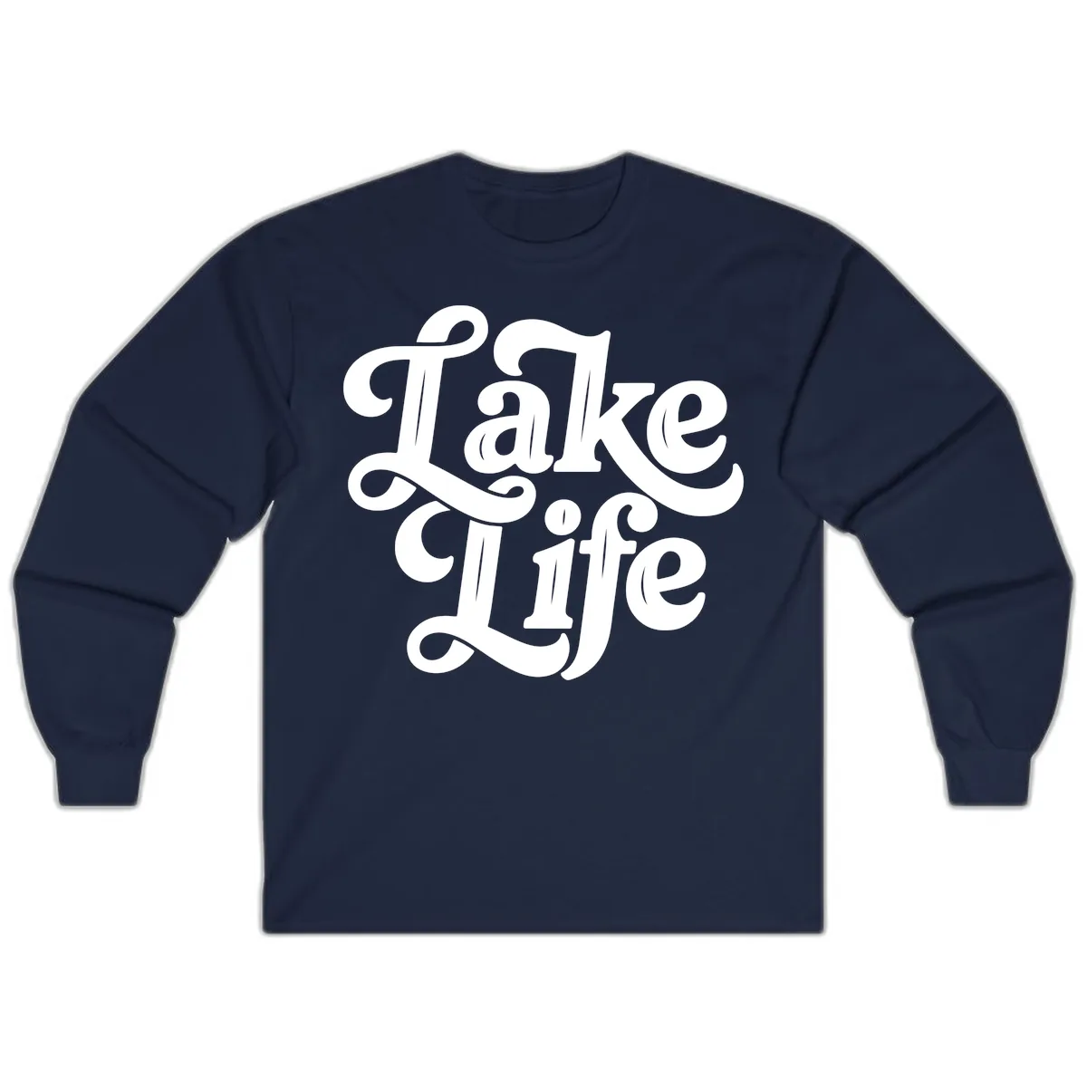 Lake Life Retro Script Long Sleeve in Navy
