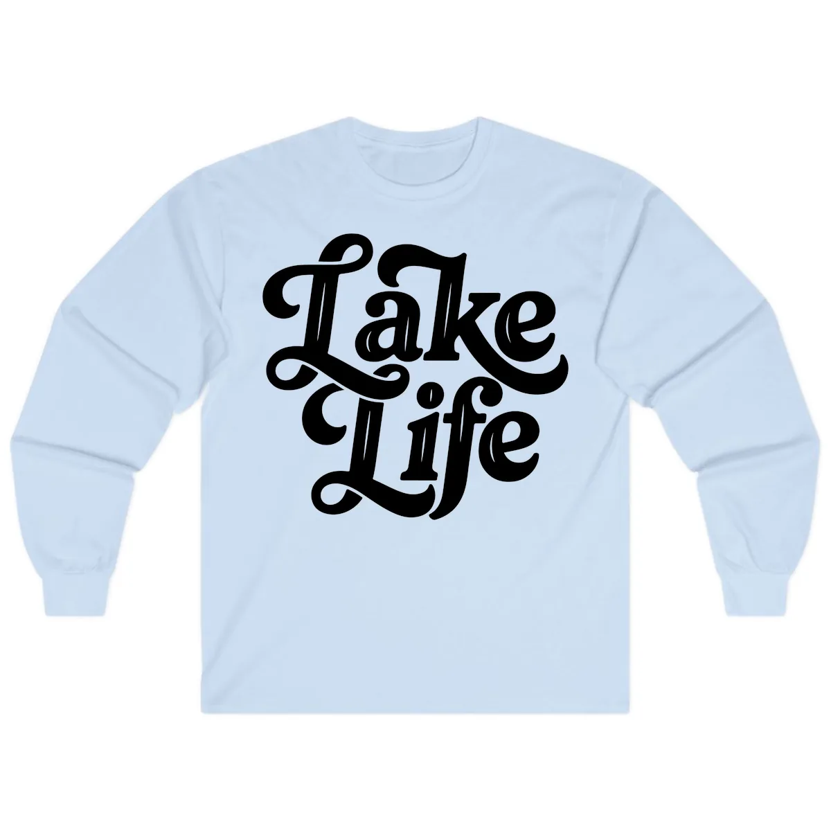 Lake Life Retro Script Long Sleeve in Light Blue