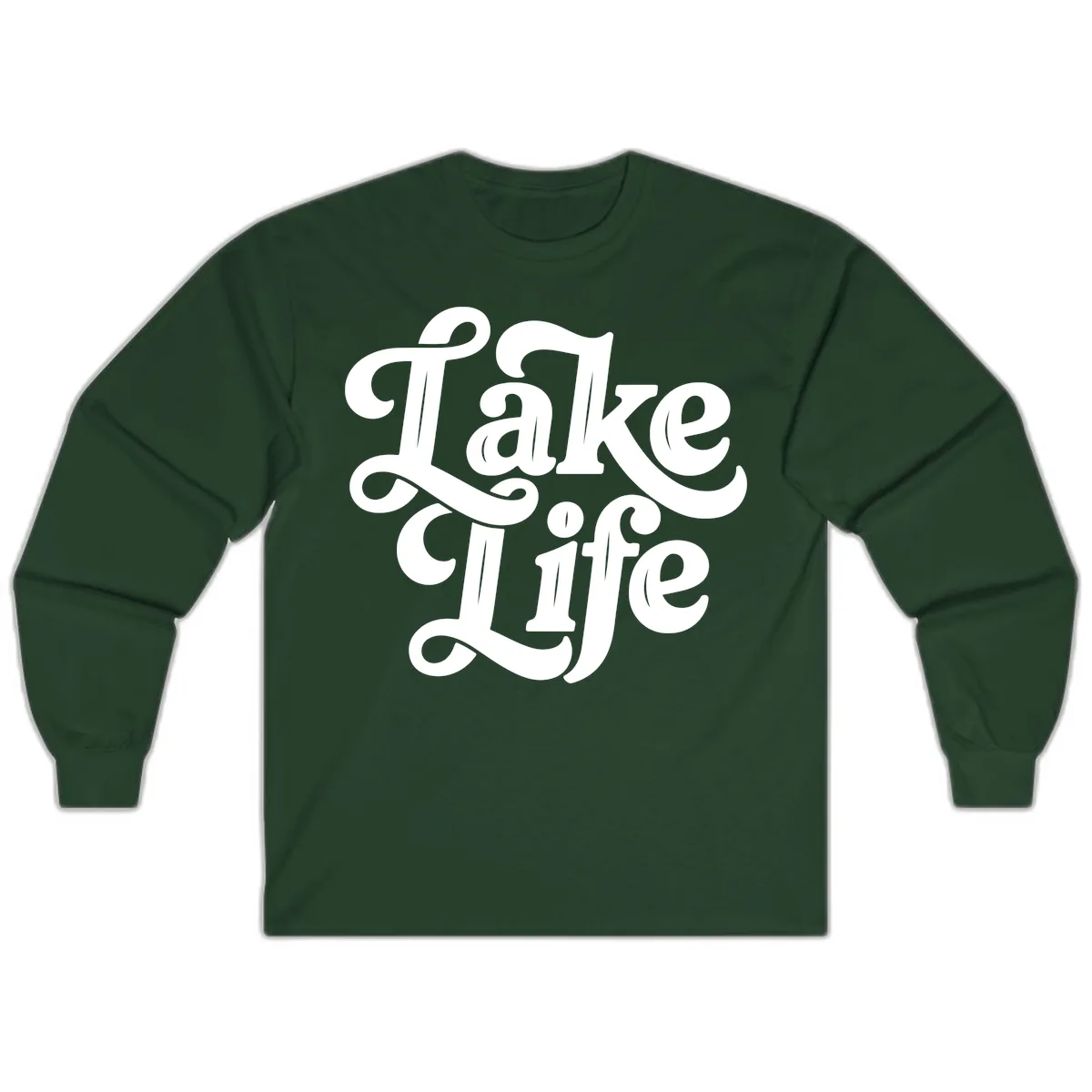 Lake Life Retro Script Long Sleeve in Forest Green