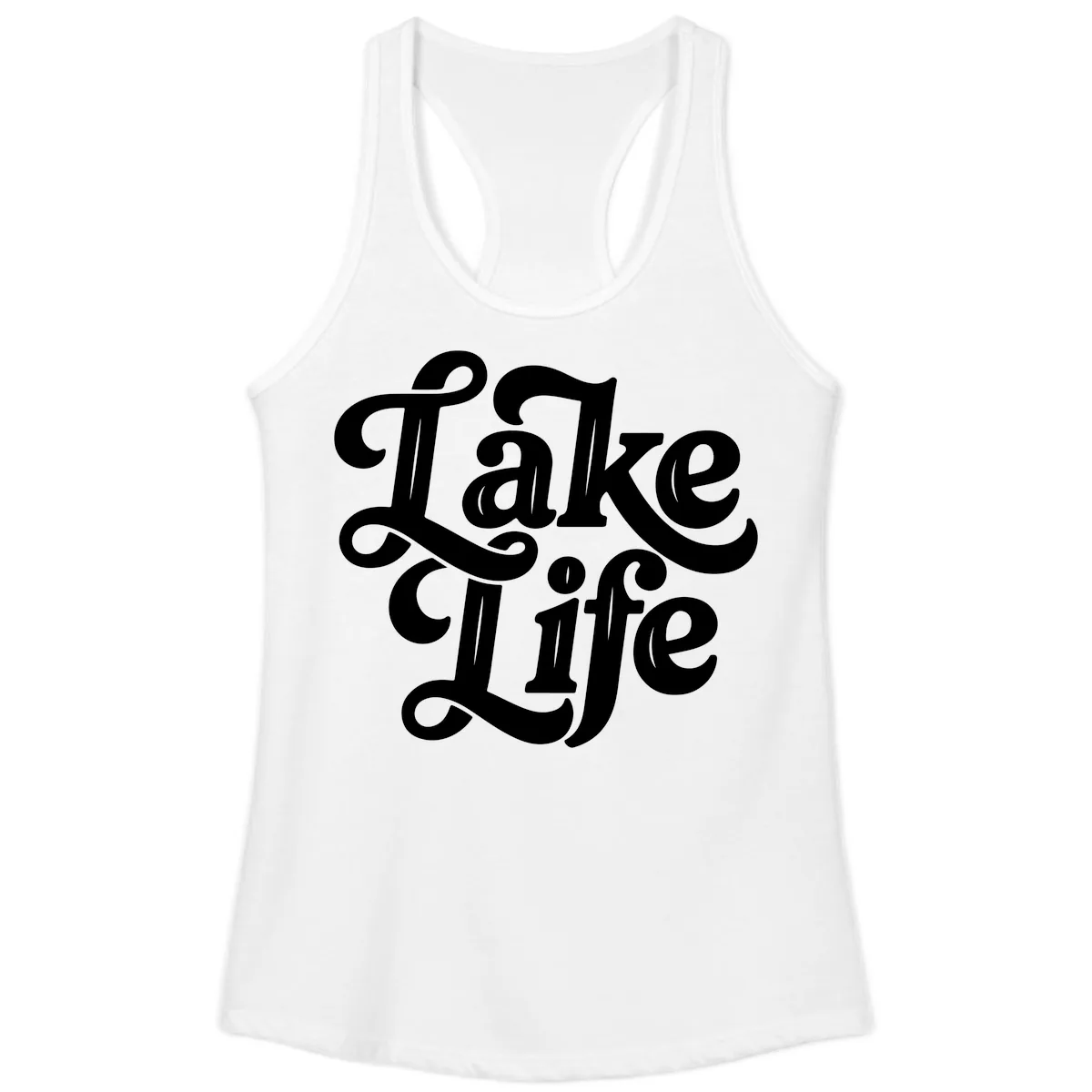 Lake Life Retro Script Ladies Tank in White