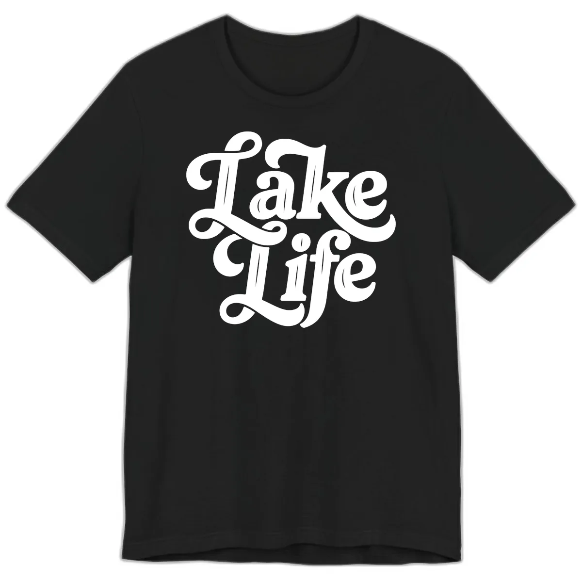 Lake Life Retro Script Premium T-Shirt in Black