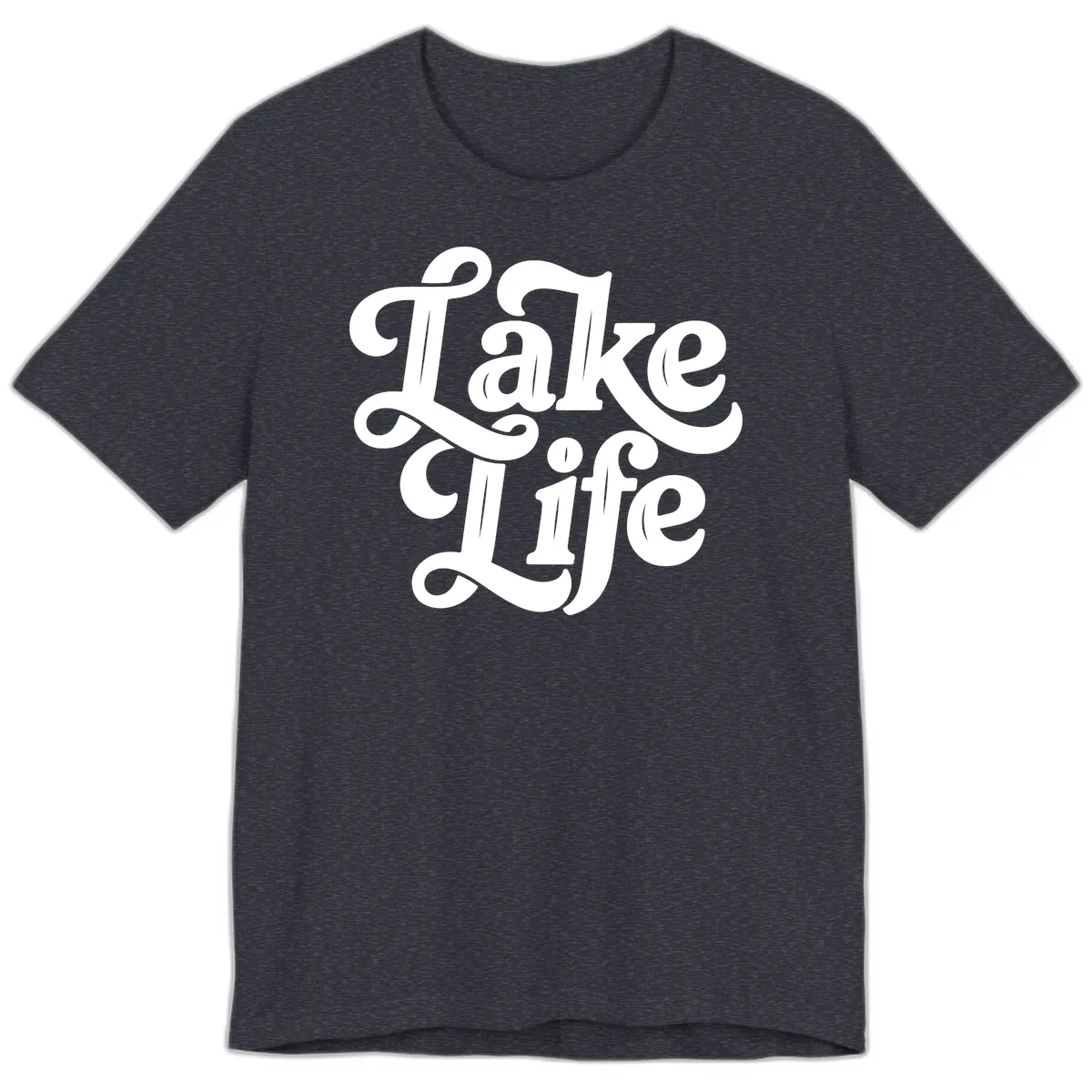 Lake Life Retro Script Premium T-Shirt in Heather Navy