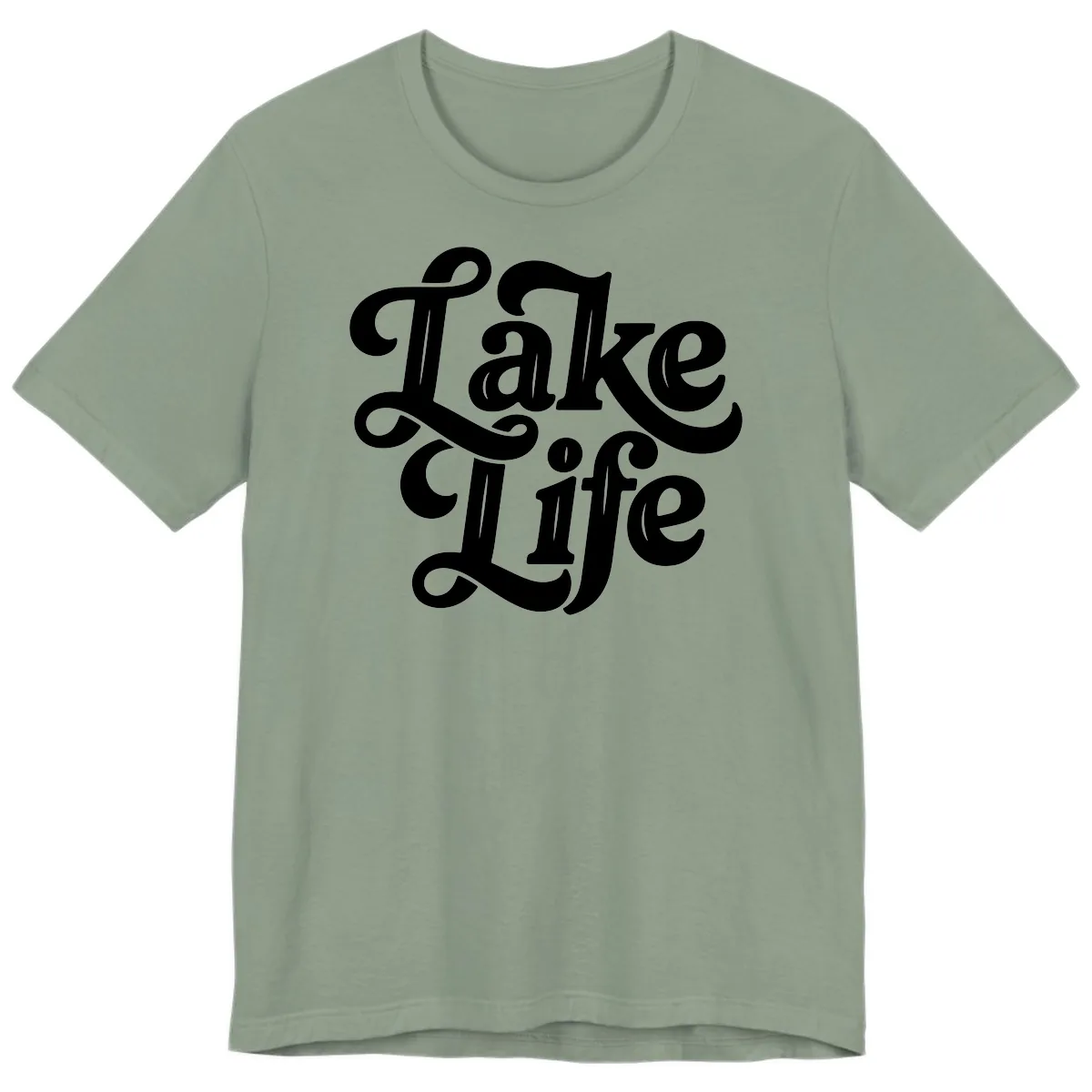 Lake Life Retro Script Premium T-Shirt in Sage